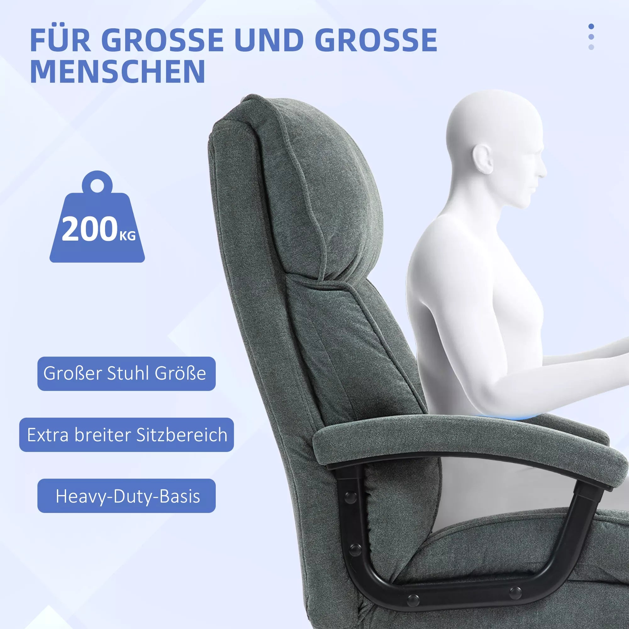 Biuro kėdė ergonomiška, iki 200 kg, pilka