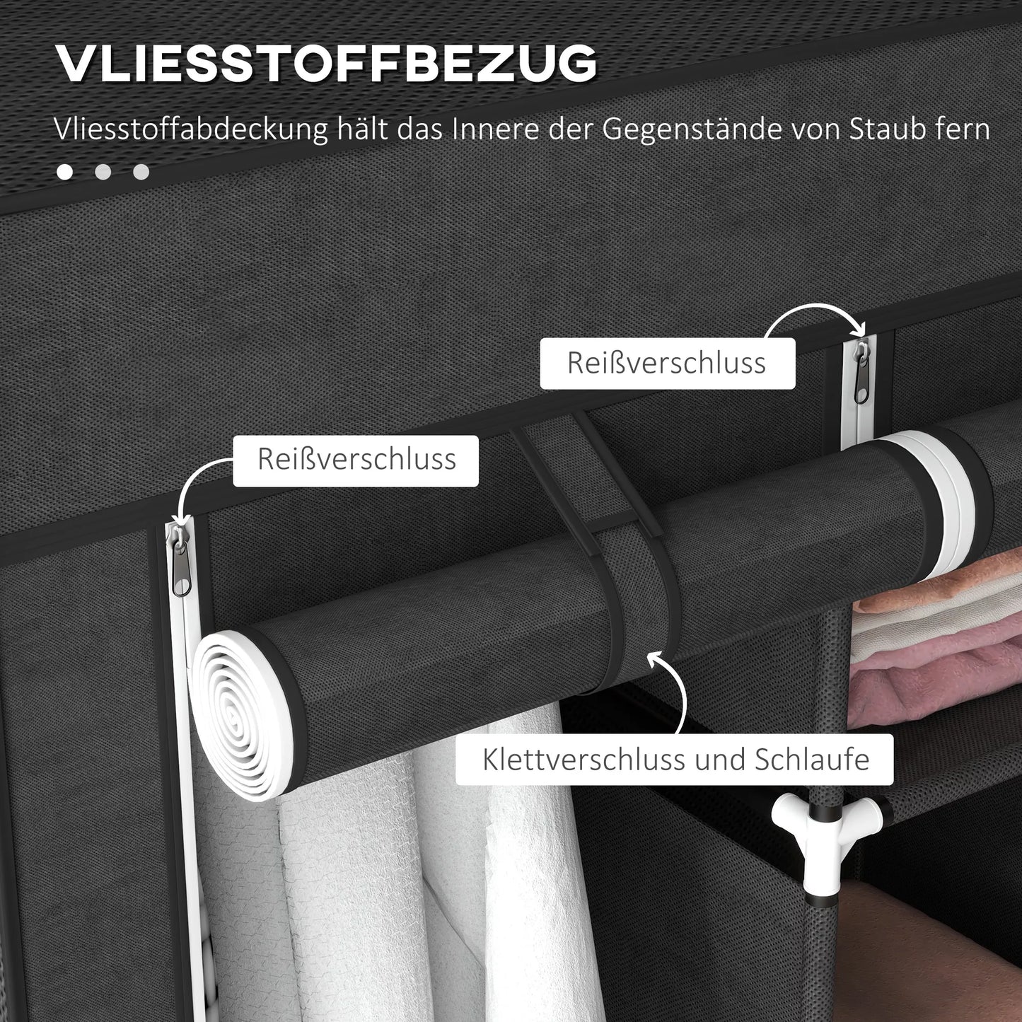 Audinio spinta, laikymo sprendimas, 8 lentynos, 2 drabužių kabyklos, Juoda