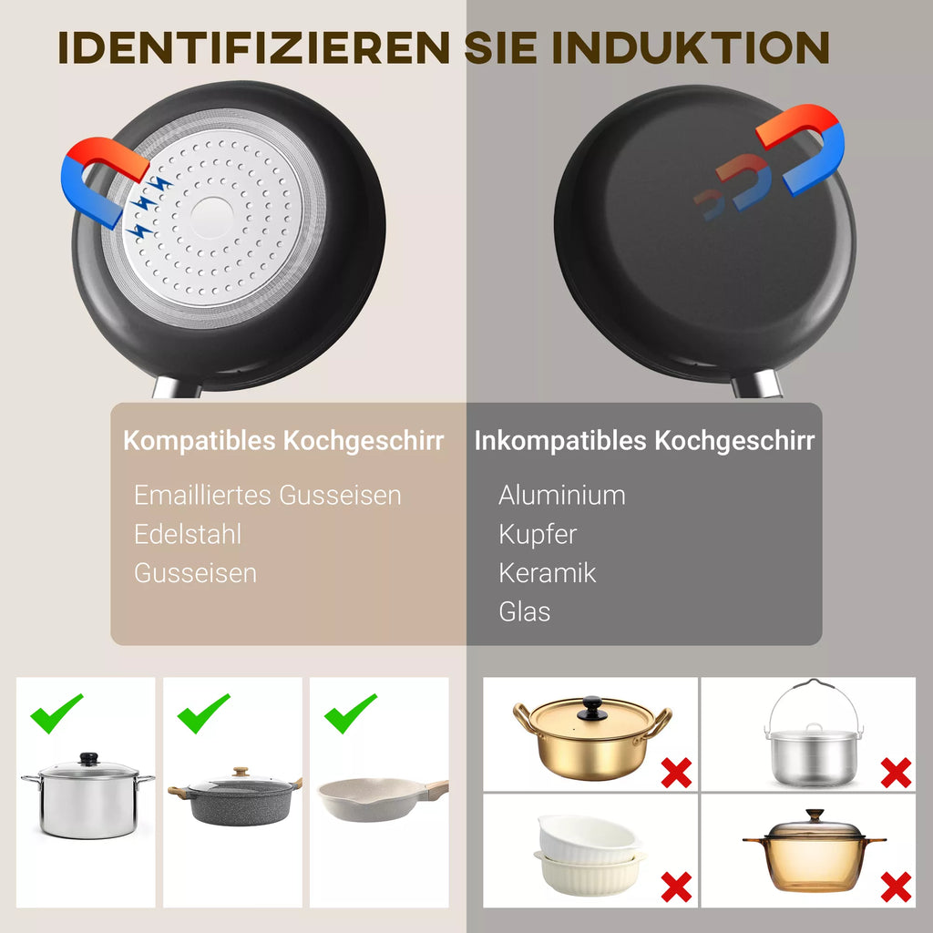 Nešiojama indukcinė kaitlentė, 10 lygių temperatūros reguliavimas, lietimatinis skydelis, juoda
