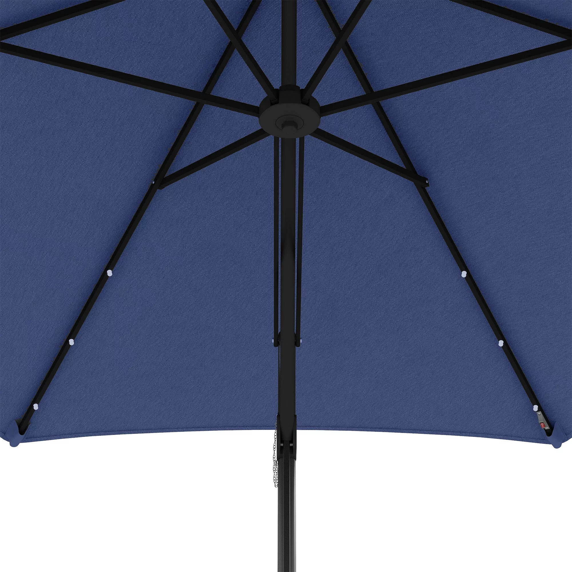 Sodo skėtis, pakabinamas skėtis, LED lemputės, saulės baterija, atsparus atmosferos poveikiui, su apsauginiu apvalkalu, Ø290 x 260 cm, tamsiai mėlynas