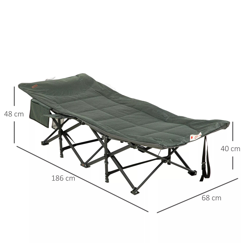 Saugus, sulankstomas, atlošiamas atlošas, su laikikliu puodeliui, iki 120 kg, 68 x 190 x 48 cm, pilkos spalvos