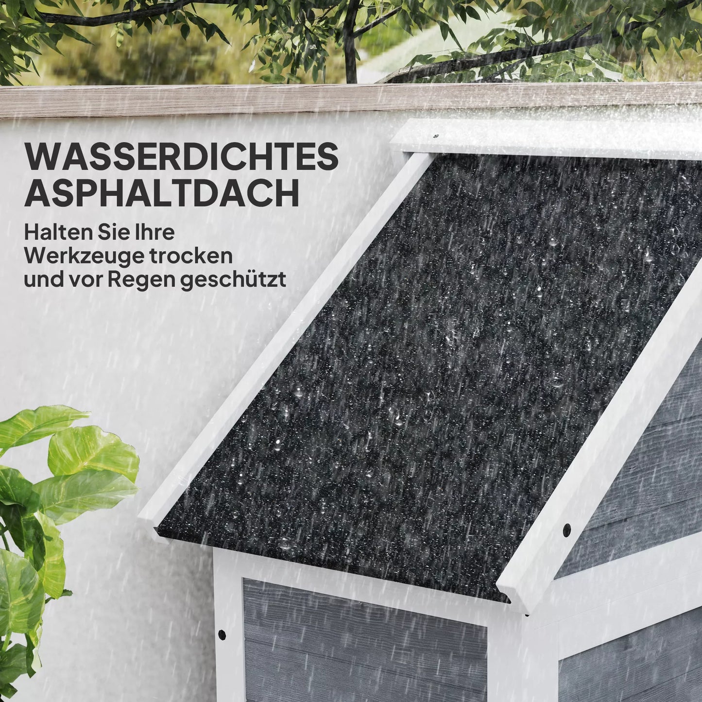 Sodo namelis su laikymo spintele, reguliuojamos lentynos, užrakinamos durys, atsparus vandeniui, eglės mediena, šviesiai pilka