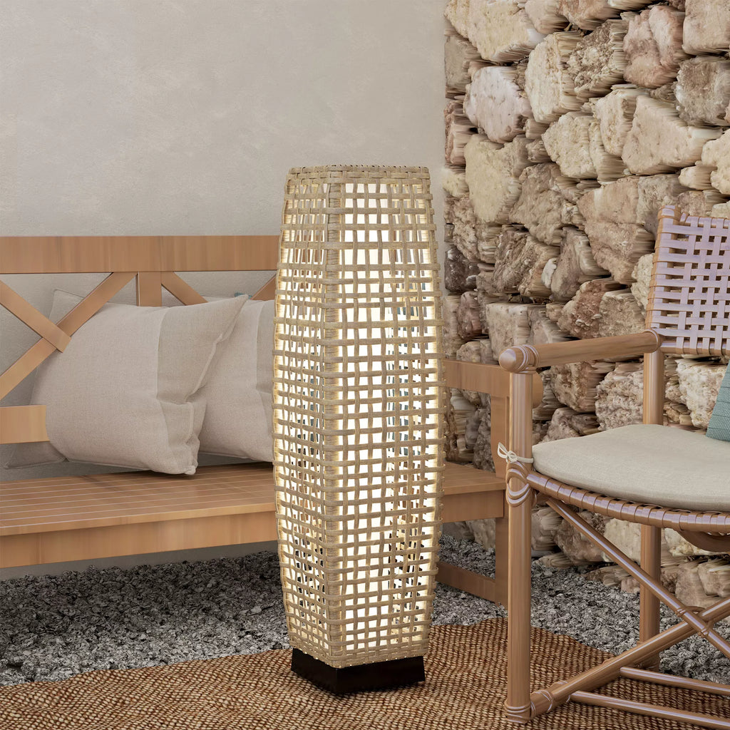 Lauko saulės lempa iš rotango, LED šviestuvas su šviesos jutikliu, IP44 atspari vandeniui, boho stiliaus