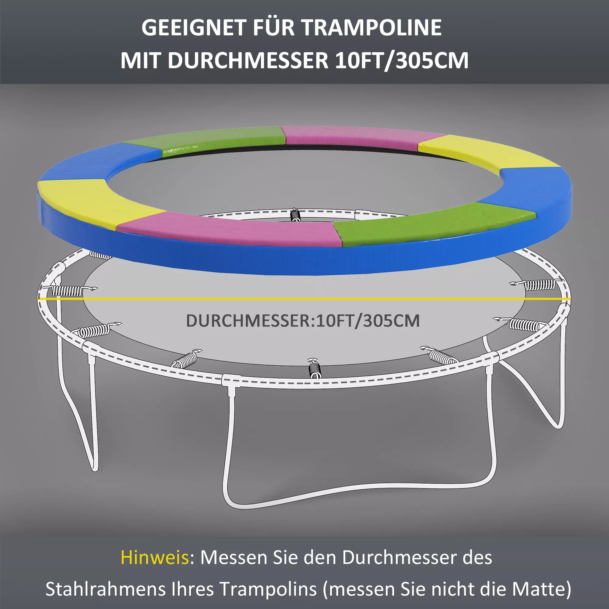 Trampolino kraštų apsauga 305 cm, spalvota