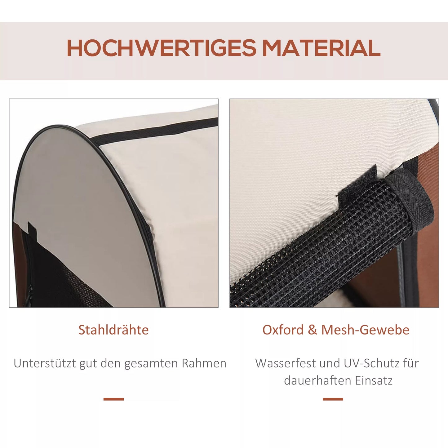 Sulankstoma šunų transportavimo dėžė, augintinio kuprinė su pagalvėle, kelioninė tašė, transportavimo dėžė gyvūnui, neperšlampamas Oksfordo audinys, kavos spalvos, 61 x 46 x 51 cm