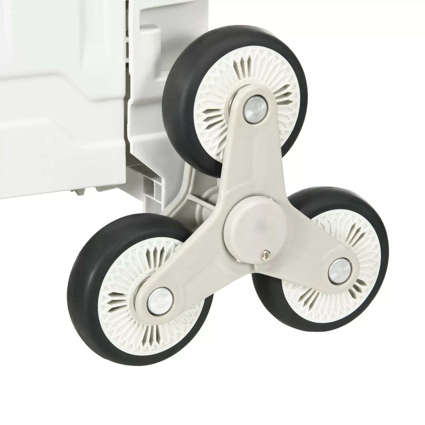 Pirkinių vežimėlis laiptų lipikas, mobili transportavimo dėžė, sulankstomas, teleskopinė rankena, atlaiko iki 65 kg, baltas