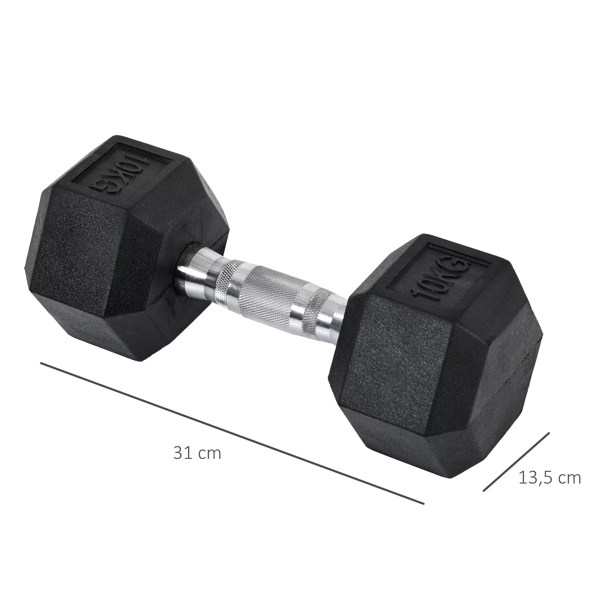 Hexagon hantels, 2 vnt. rinkinys Hantels su raižytu rankenėle, ketaus hantelių rinkinys, 2 x 10 kg, hantelių rinkinys vyrams ir moterims, namams, sporto salėms, jėgos treniruotėms