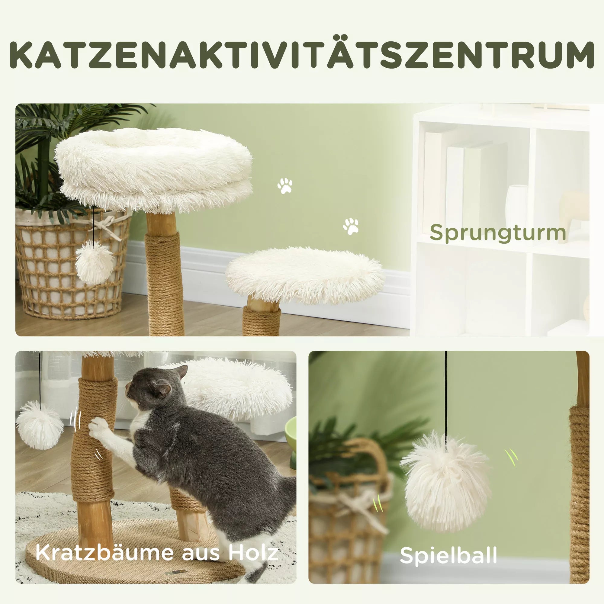 Kačių medis Pet Palace, 61,5 cm, baltas