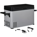50 l automobilinis šaldytuvas su LCD ekranu, 2 režimais, kompresoriumi, rankenomis, tinka laivams, kemperiams, kelionėms, 12/24 V DC ir 110–240 V AC, pilkos ir juodos spalvos