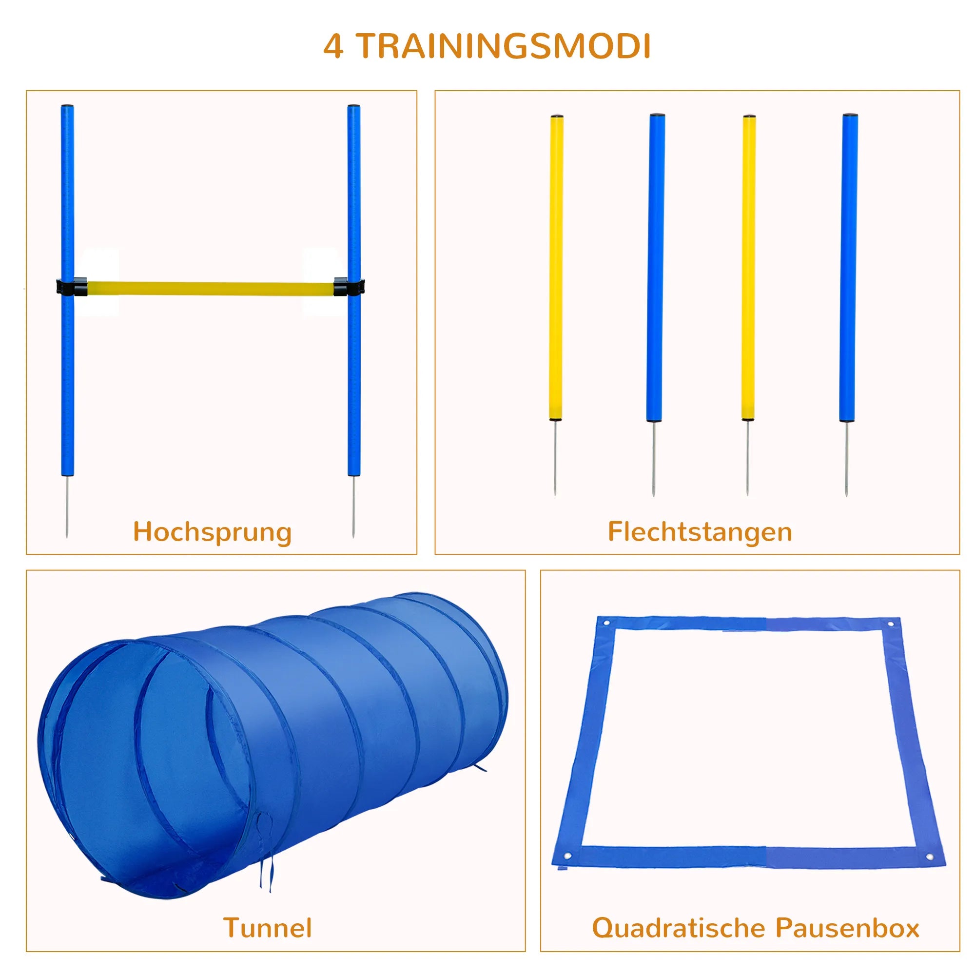 Schema su keturiais agility treniruočių būdais
