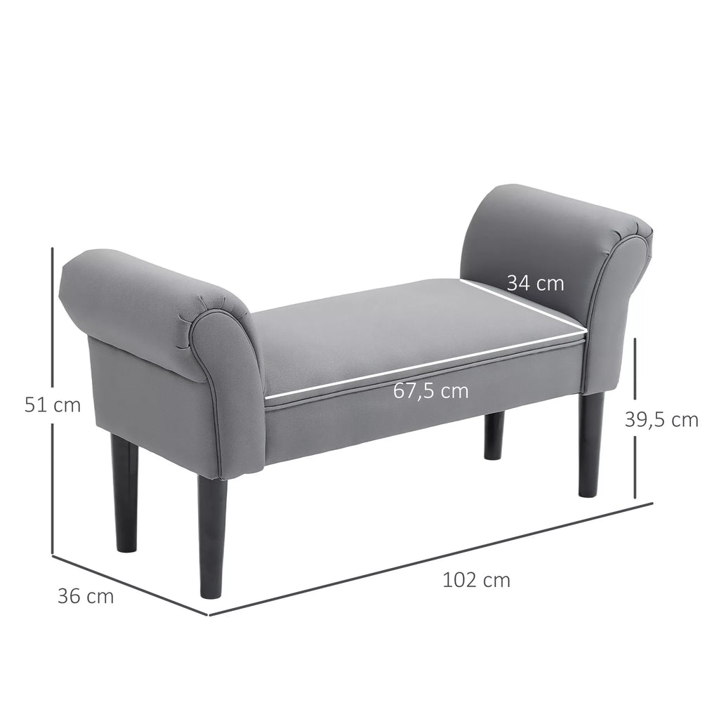 Sėdimoji sofa, lovos sofa, tvirta konstrukcija, minkšta apmušalai, 102x36x51 cm, pilka