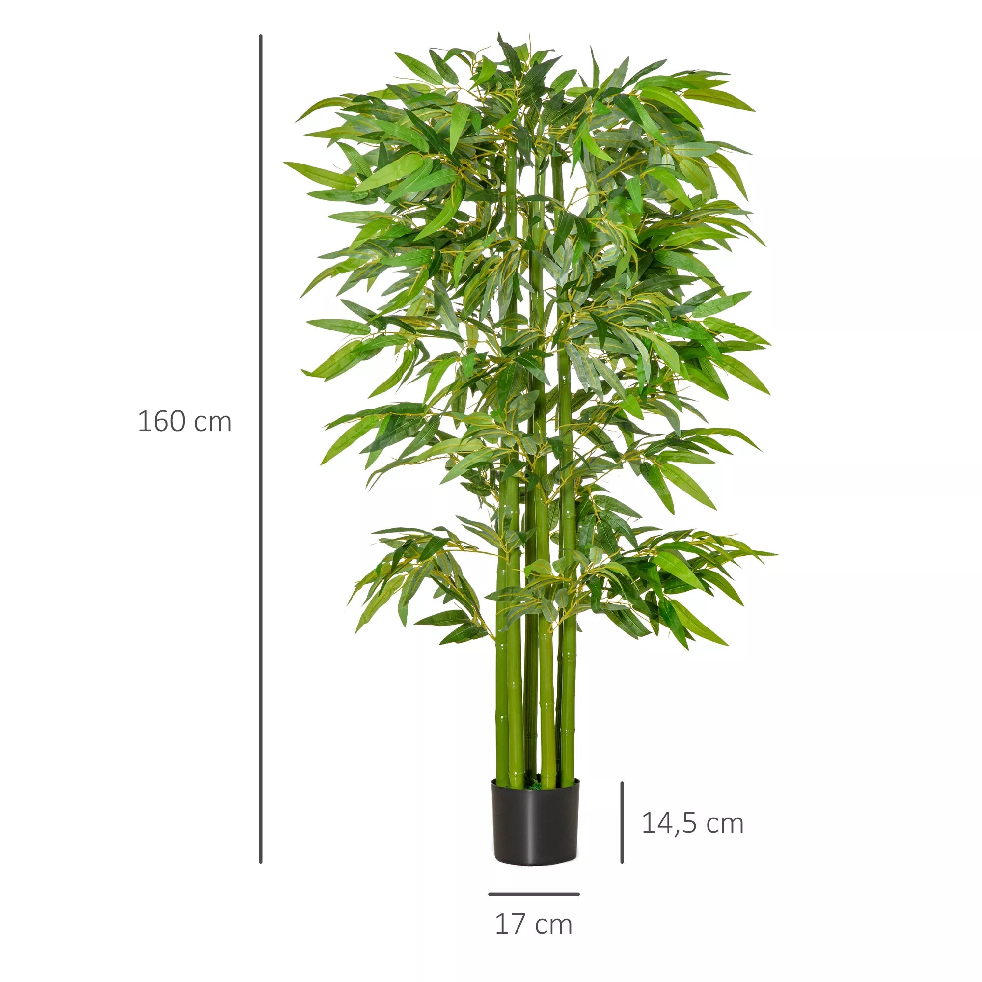 Dirbtinis bambukas, didelis, 160 cm Dirbtinis augalas, dirbtinis bambukas, plastikinis dirbtinis augalas vazonėlyje, dirbtinis augalas, atrodantis kaip tikras, skirtas kambariui, miegamajam, biurui, sodui, moderniai dekoracijai, dovanai