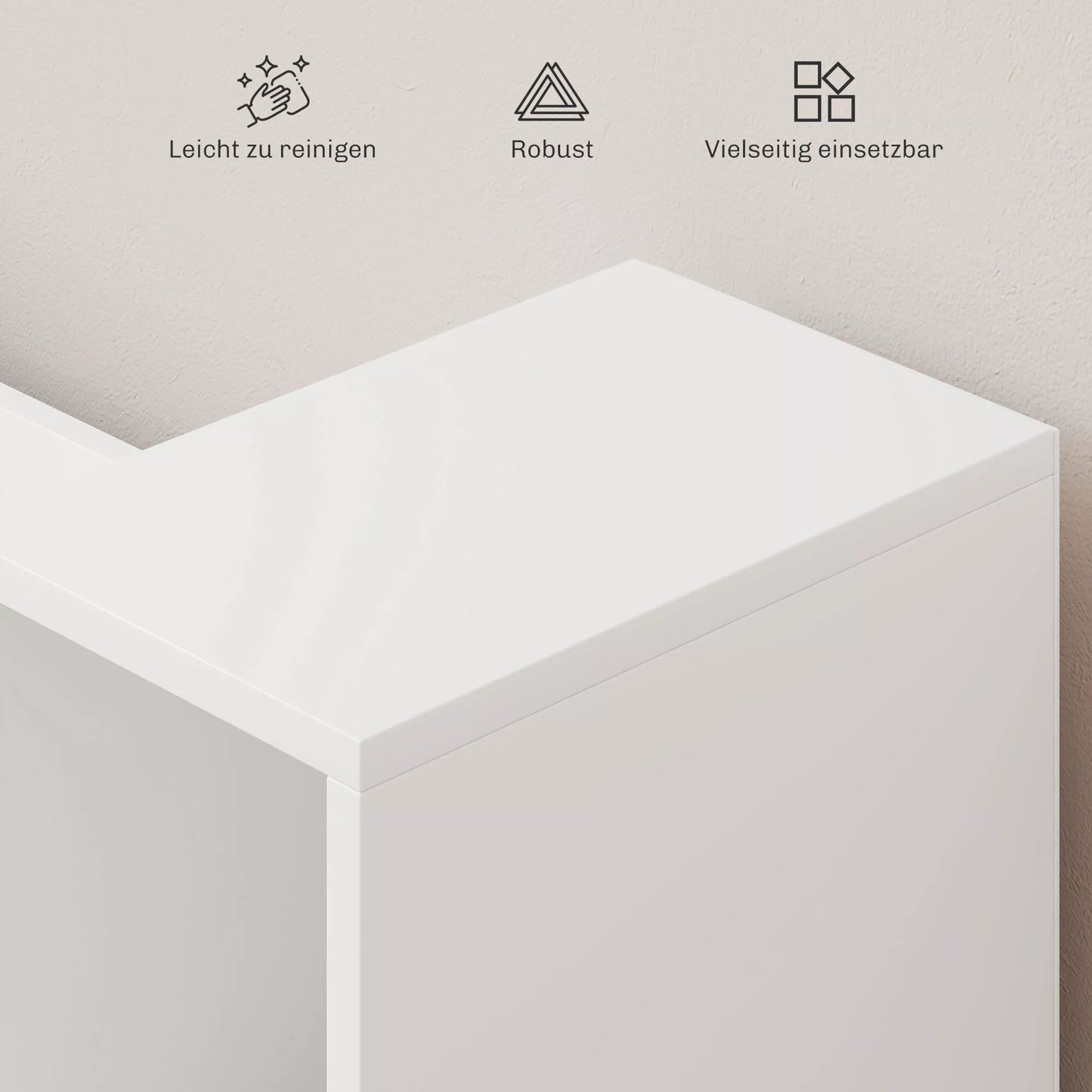 Knygų lentyna su sėdimoji vieta, 6 skyriai, paminkštinta, 105 x 30 x 63 cm, balta