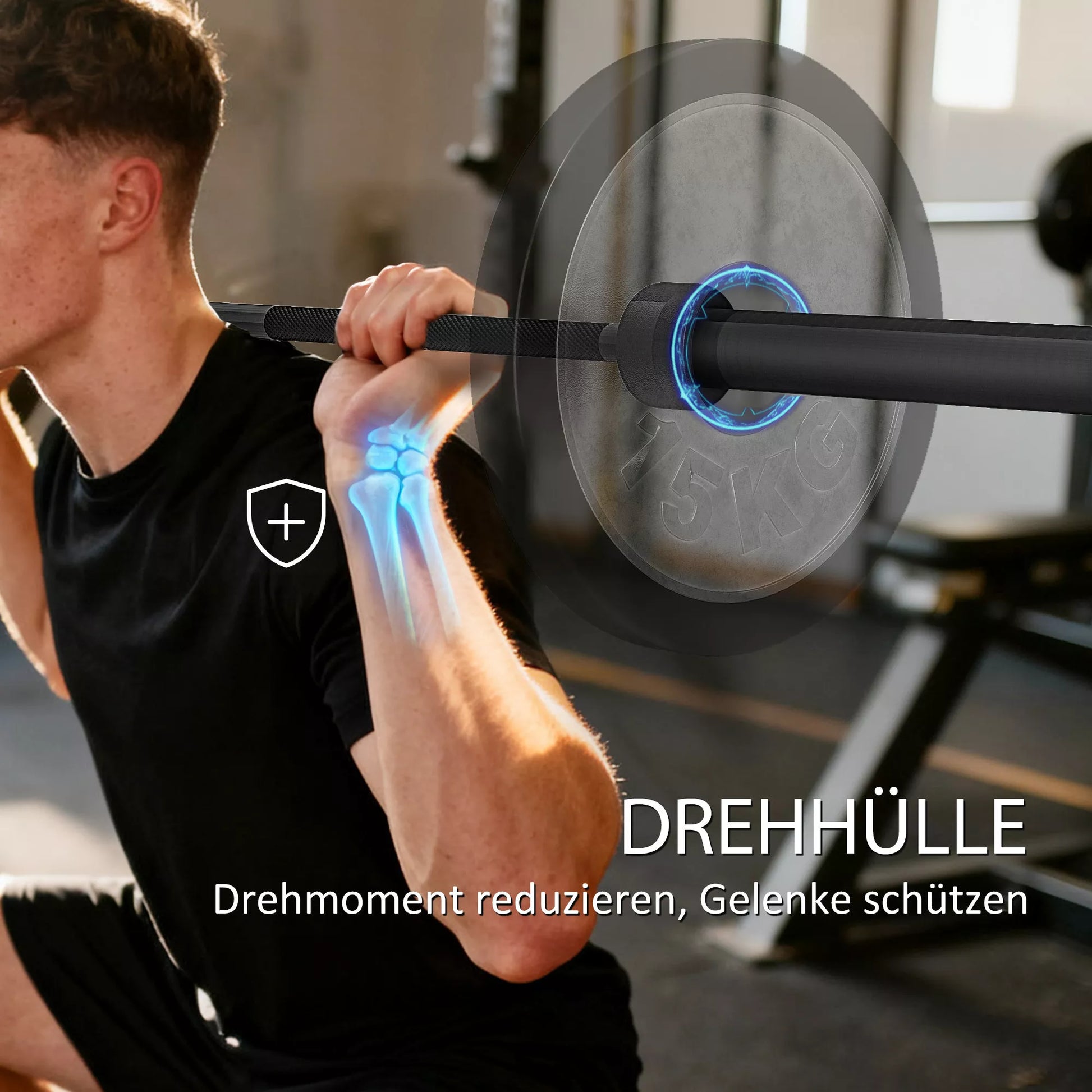 Hantelių strypas, 180 cm olimpinis strypas, plienas, 200 kg keliamoji galia, juodas