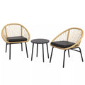 Rattan terasos komplektas, sodo baldų komplektas, 2 kėdės ir stalas, geltonos spalvos