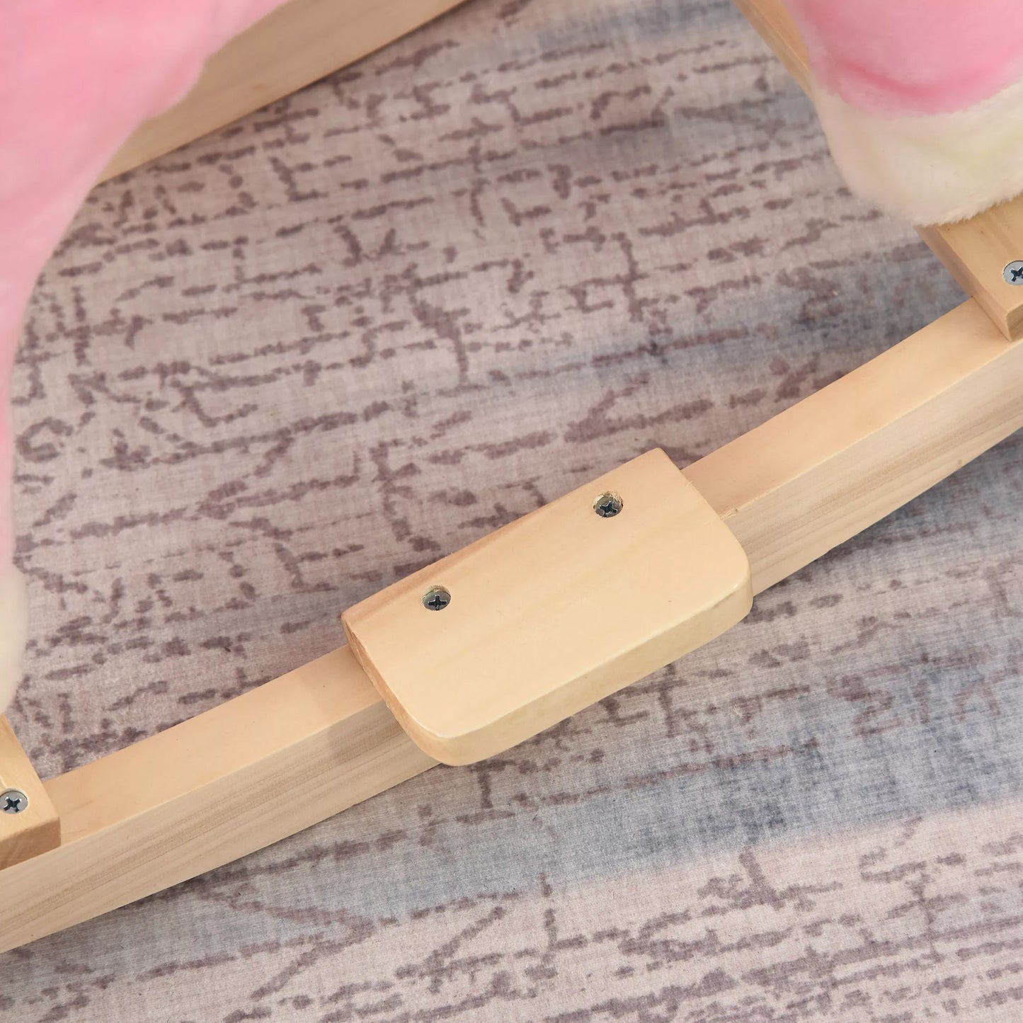 Vaikų supamas arkliukas, kūdikių supamas žaislas arklys su gyvūnų garsais, rankenomis, skirtas 36-72 mėn. amžiaus vaikams, pliušinis, rožinis, 65 x 32,5 x 61 cm