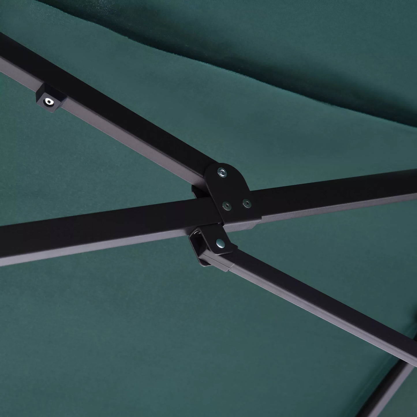 Sodo skėtis, turgavietės skėtis, dvigubas skėtis, terasos skėtis su rankena, tamsiai žalias, ovalus, 460 x 270 x 240 cm
