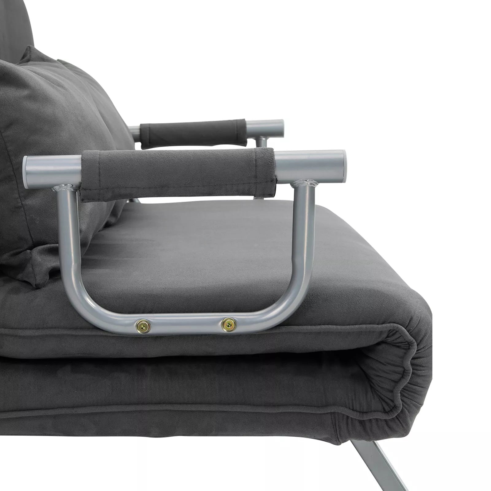 Sofa-lova „3 in 1“ su 5 padėčių reguliuojamu atlošu ir aksomo apdaila, 185x105 cm (pilka)