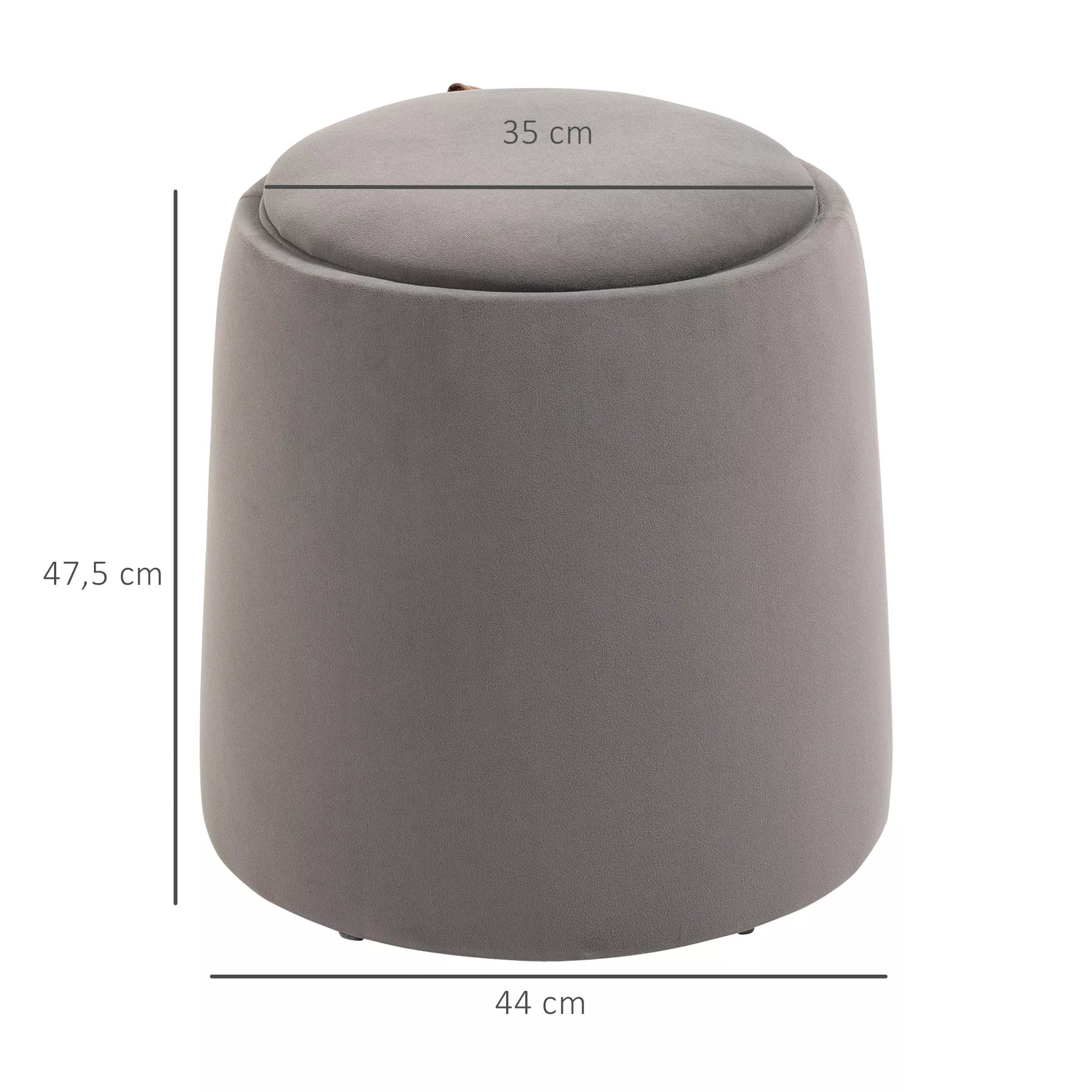 Pufas su daiktų laikymo vieta ir padėklu, tamsiai pilkas