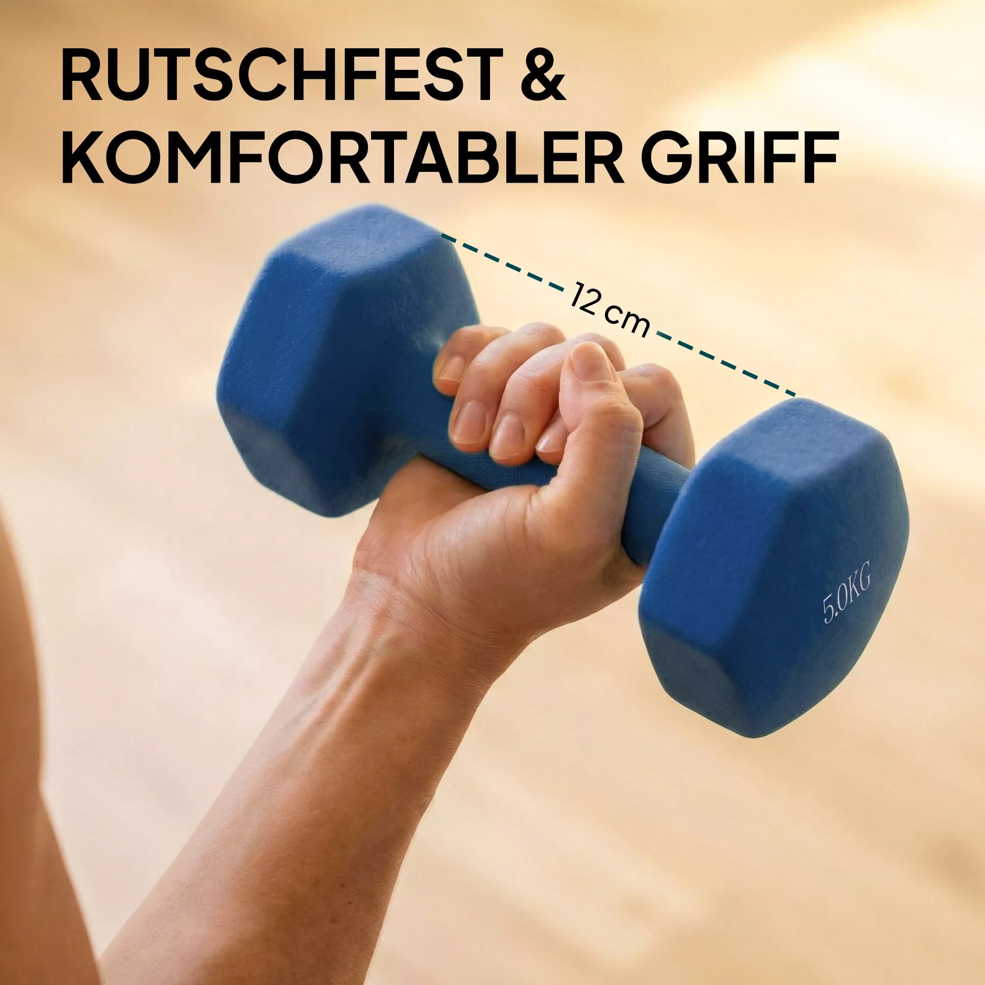 Hantelių rinkinys 3 poros hantelių su laikymo stovu, neslystantis rankena, 1–5 kg, šešiakampiai