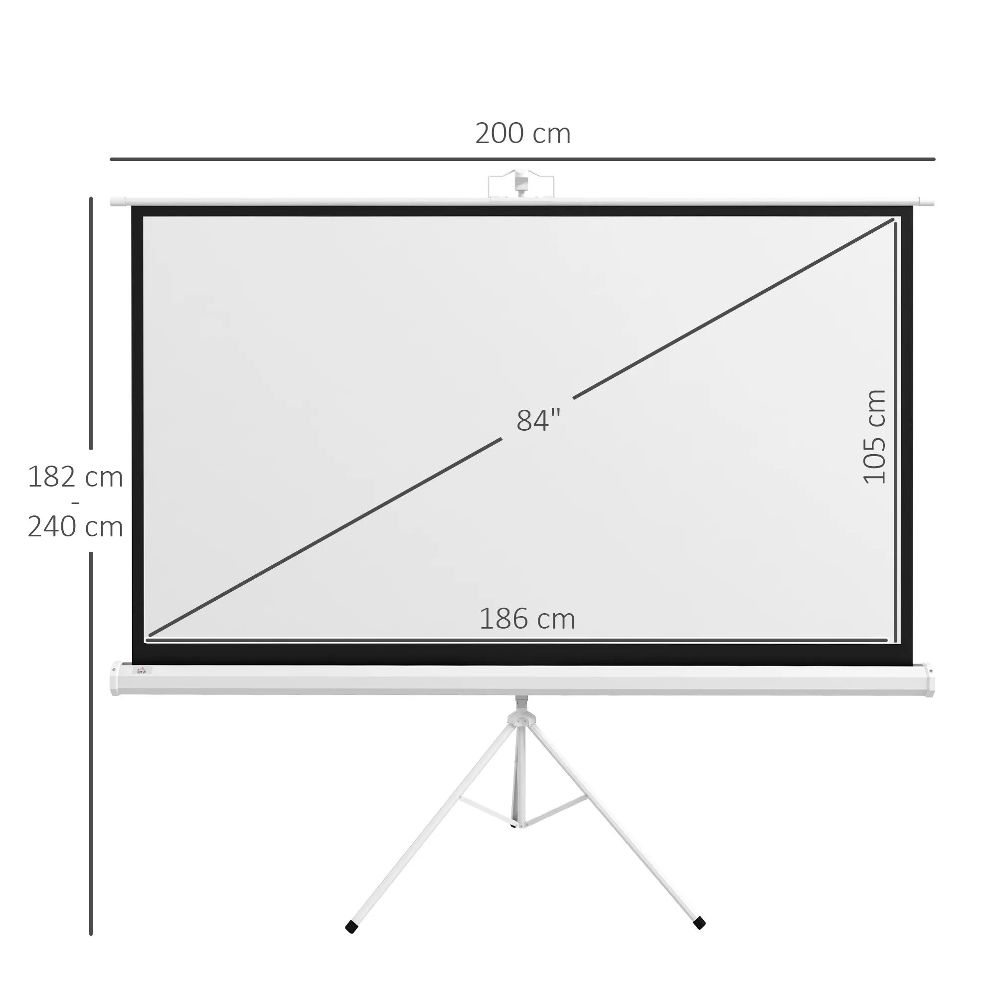 Projektoriaus ekranas su stovu 186 x 105 cm 84 coliai 16:9 HD 4K ritininis ekranas