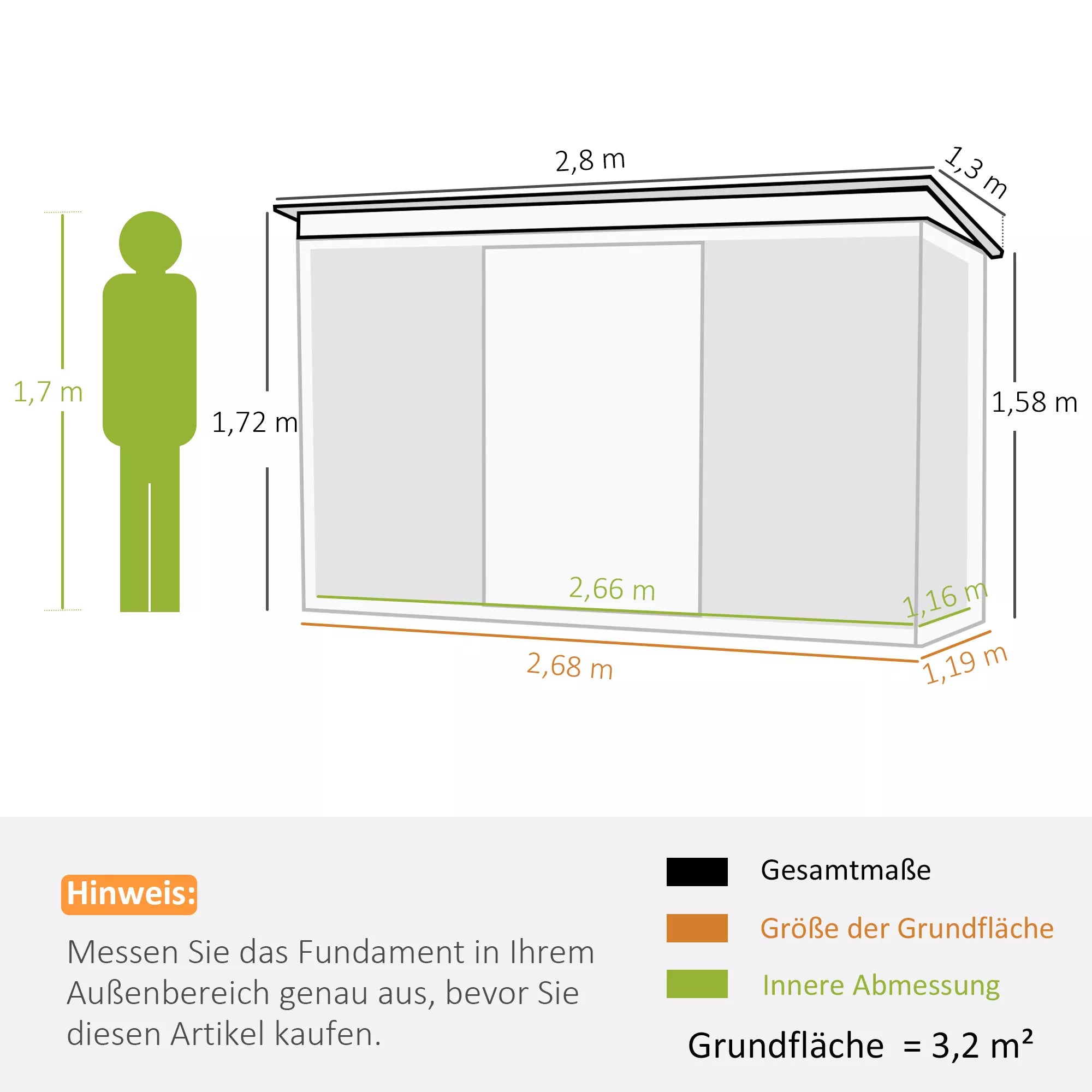 Metalinis įrankių sandėliukas 6,3 m³ 280 x 130 x 172 cm Įrankių sandėliukas su vienšlaičiu stogu Stumdomos durys Atsparus atmosferos poveikiui Sodo namelis Lauko sodo sandėliukas Spinta kiemui Lauko erdvėms Antracitas, tamsiai žalia
