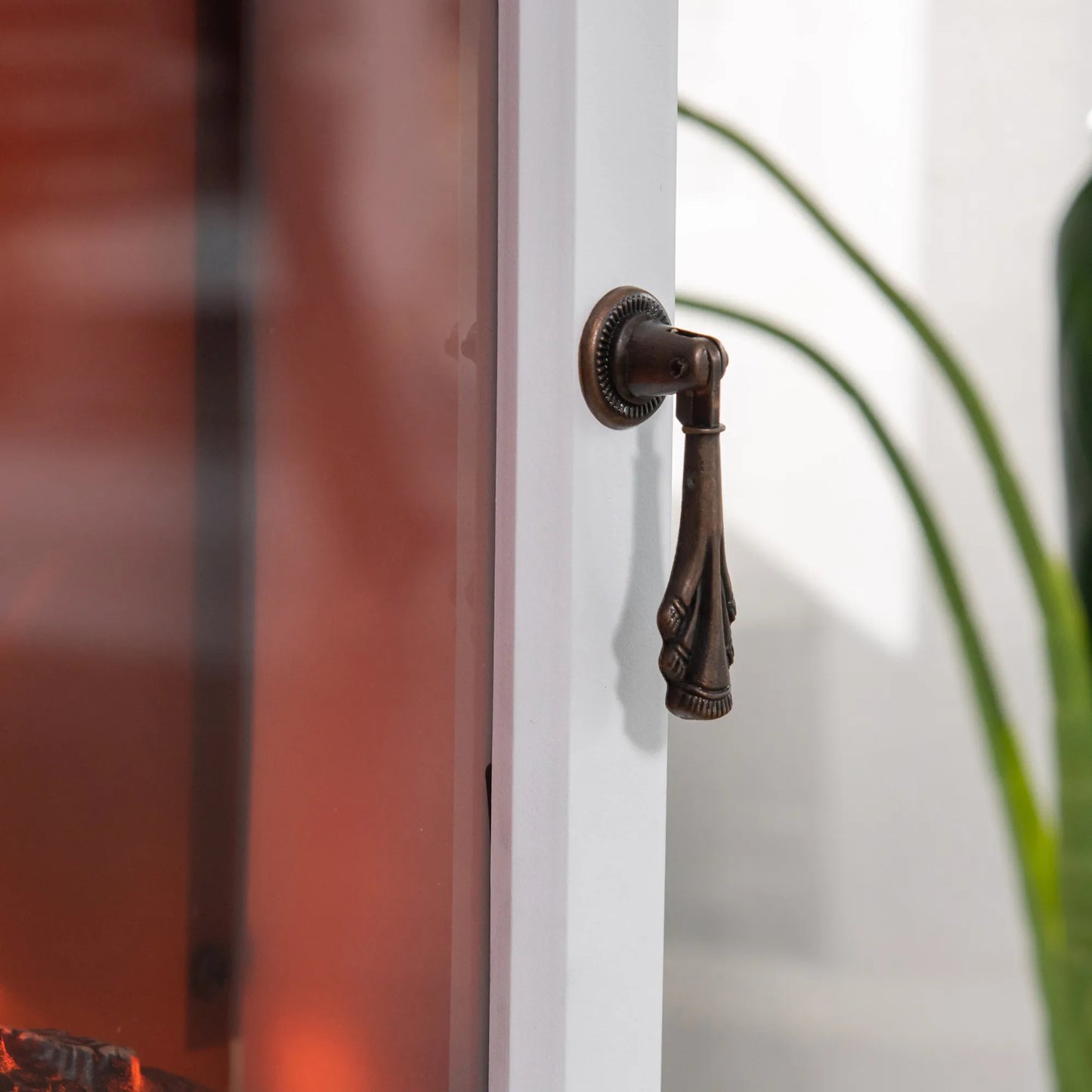 Elektrinis židinys su šildymu, elektrinis židinys su LED liepsnos efektu, 900/1800 W dekoratyvinis židinys, elektrinis židinio imitacija, Baltas