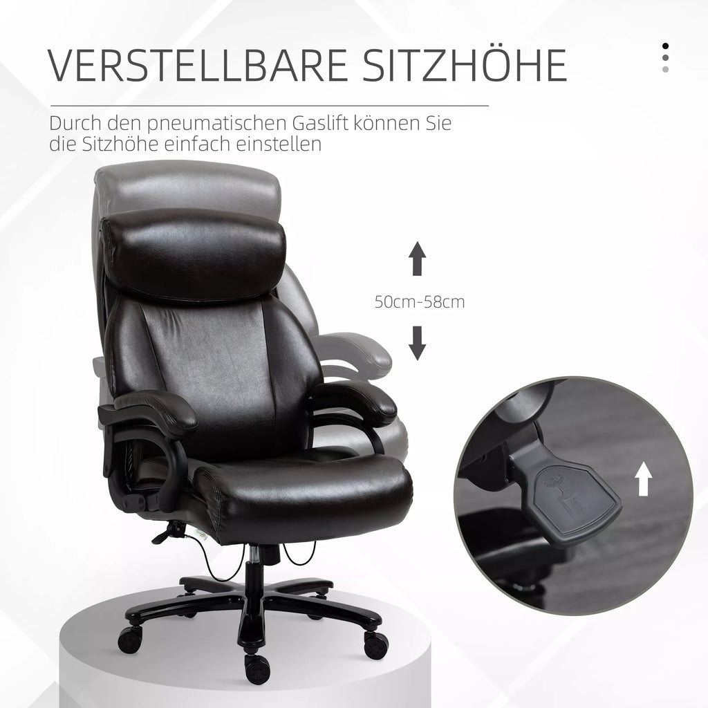 Biuro kėdė Vadovo kėdė Žaidimų kėdė Sukiojama kėdė Supimosi funkcija Stora paminkštinimas 180 kg apkrova Ergonomiškas dizainas Reguliuojamas aukštis Dirbtinė oda Ruda 72x83x114-122 cm