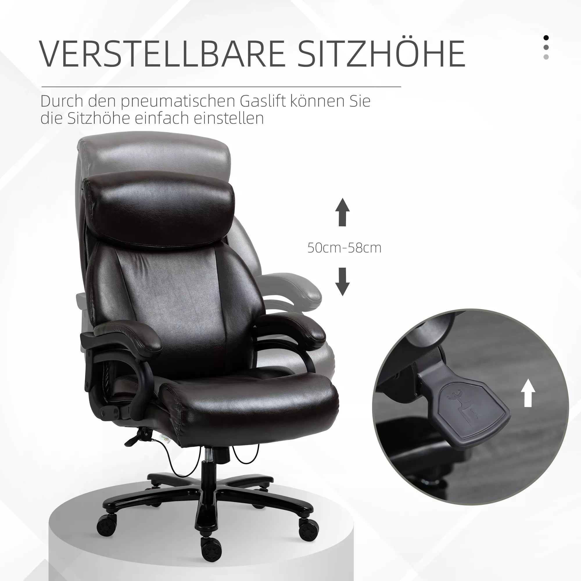 Biuro kėdė Vadovo kėdė Žaidimų kėdė Sukiojama kėdė Supimosi funkcija Stora paminkštinimas 180 kg apkrova Ergonomiškas dizainas Reguliuojamas aukštis Dirbtinė oda Ruda 72x83x114-122 cm