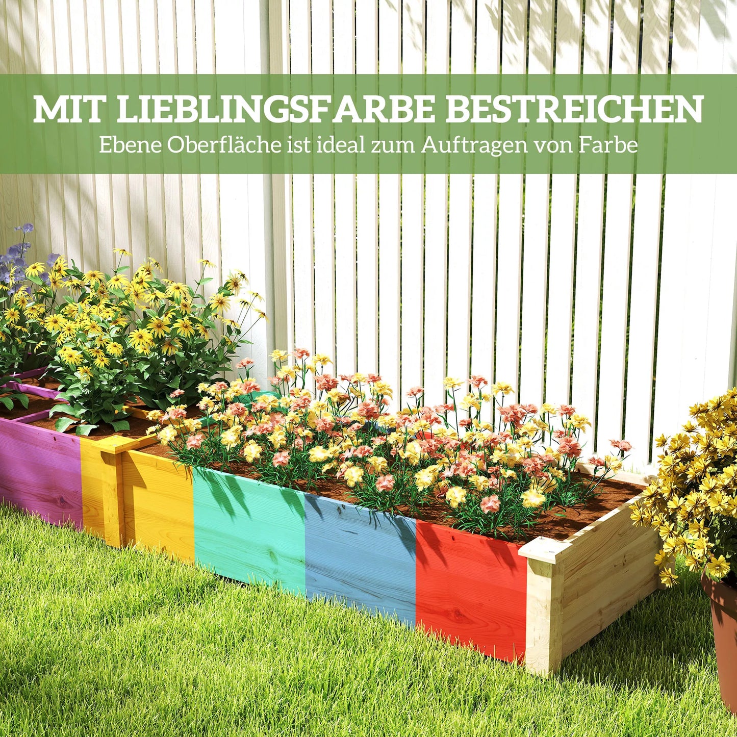 Paaukštinta lysvė, sodinimo dėžė, 2 dalių, atviras dugnas, natūralaus medžio rėmas, paprastas surinkimas, 237 x 60 x 25cm