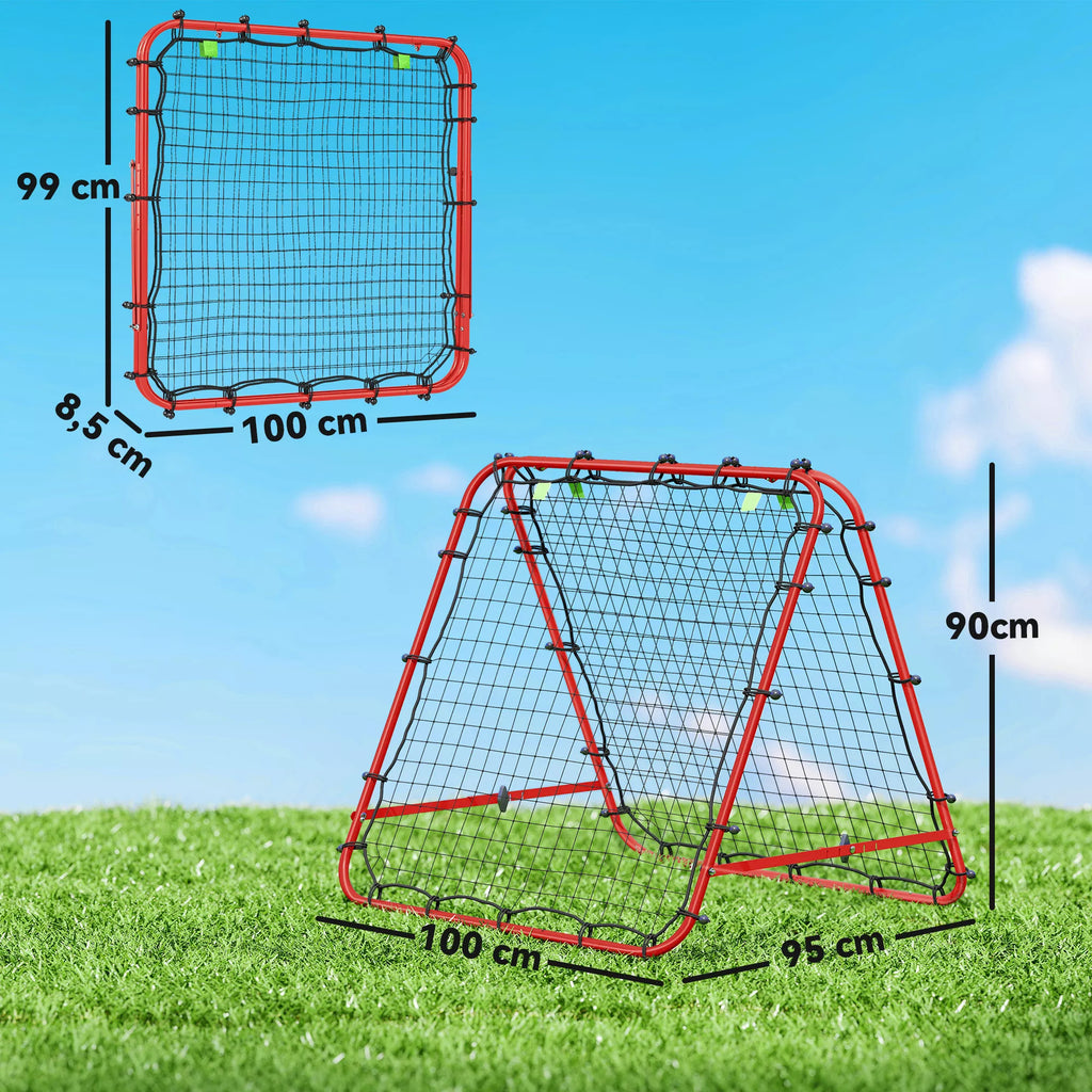 Reguliuojami ir sulankstomi futbolo vartai, metaliniu rėmu, 100 x 68-95 cm, raudoni