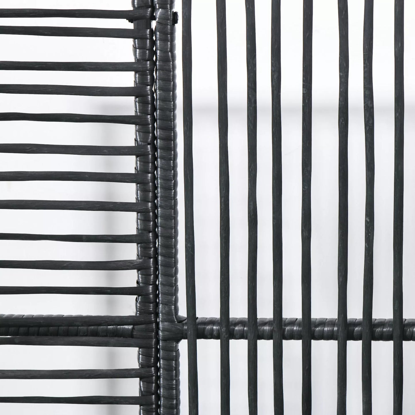 Gėlių dėžė su atrama, atspari oro sąlygoms, poliratanas, 103 x 103 x 29 cm, Juoda