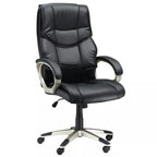 Biuro kėdė, vadovo kėdė su svyravimo funkcija, ergonomiška sukama kėdė, sportinio dizaino, su aukšta atlošo atrama, juoda, dirbtinė oda, metalas, 70 x 58 x 114–124 cm
