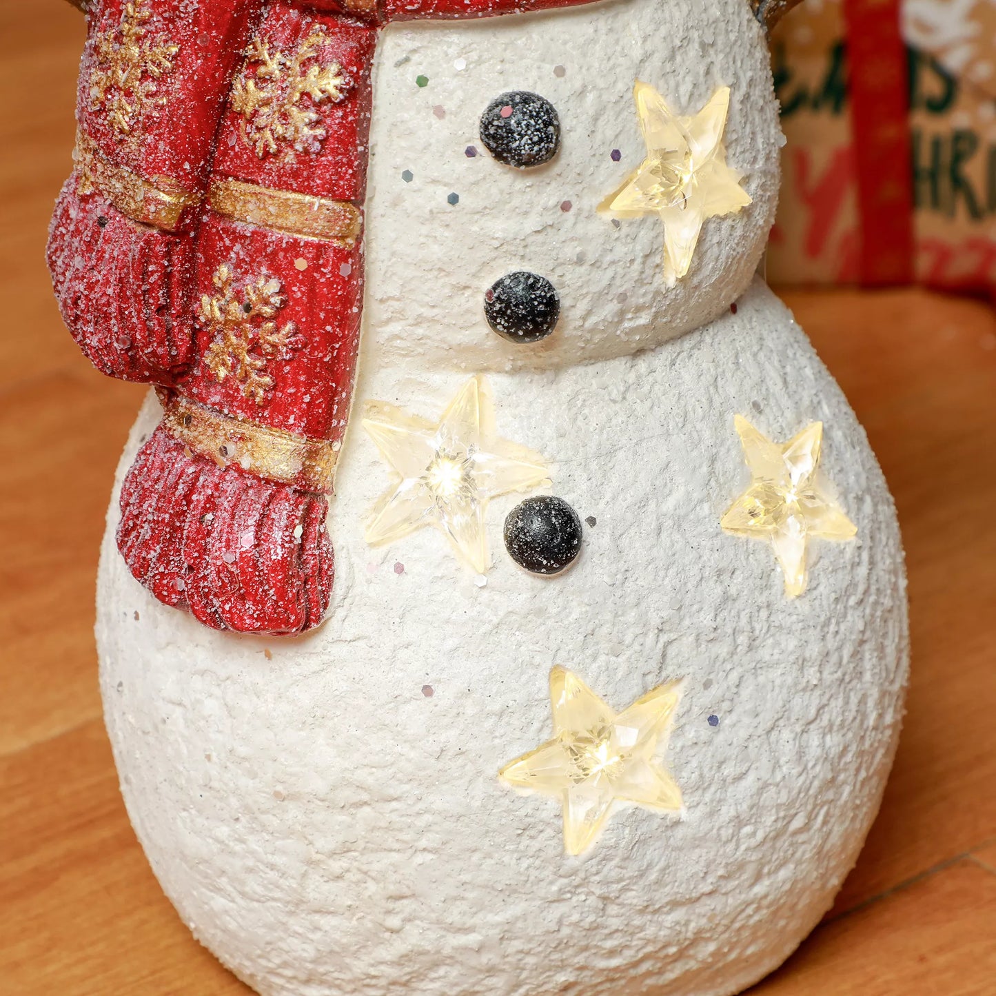 HOMCOM Kalėdinė dekoracija, Sniego senis su paukščiu, 4 šiltai baltos LED lemputės, veikiantis baterijomis, 25 x 15,5 x 38 cm