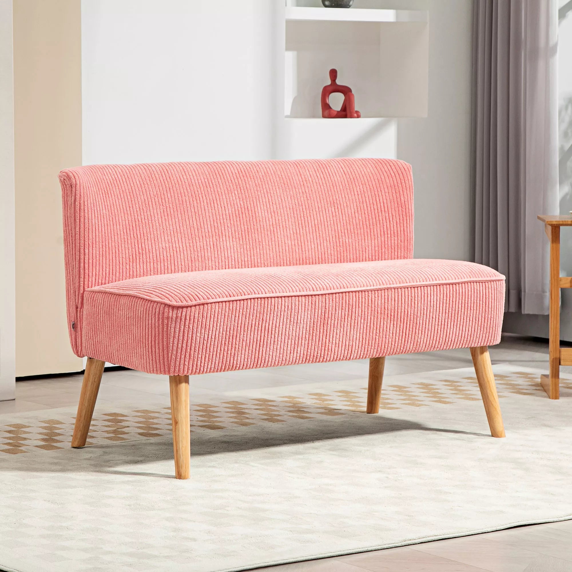 Dvivietė sofa, 117 x 56,5 x 77 cm, rožinė