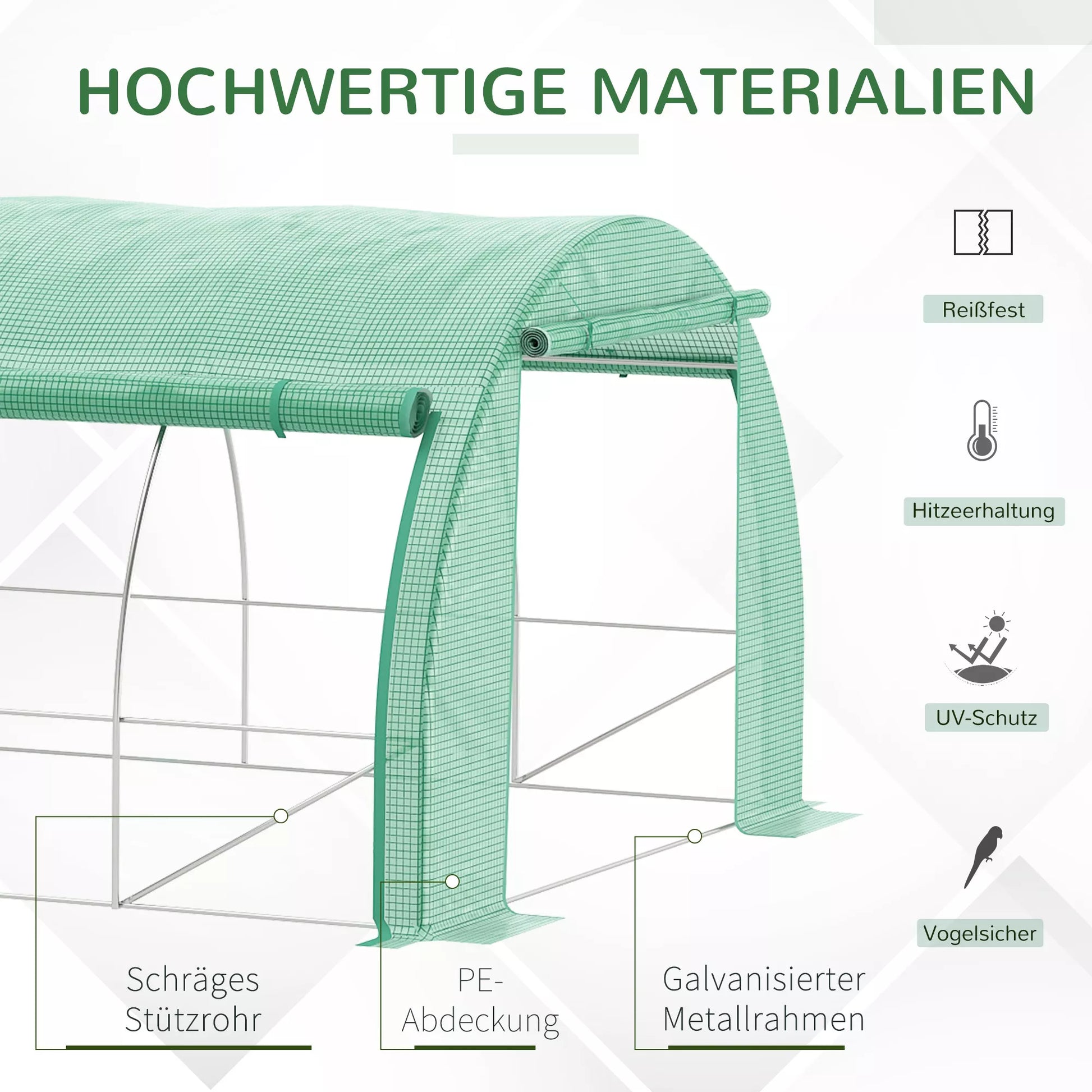 Plėvelės šiltnamis Polytunnel 6 x 3 x 2 m, įeinamas šiltnamis su suskleidžiamais dangčiais Plėvelės tunelis Šiltnamis UV apsauga Plieninis vamzdis Žalias