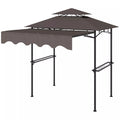 Grill paviljonas 242x149x248 cm, atsparus vandeniui, ugniai atsparus sodo paviljonas su dvigubu stogu, kavos spalvos