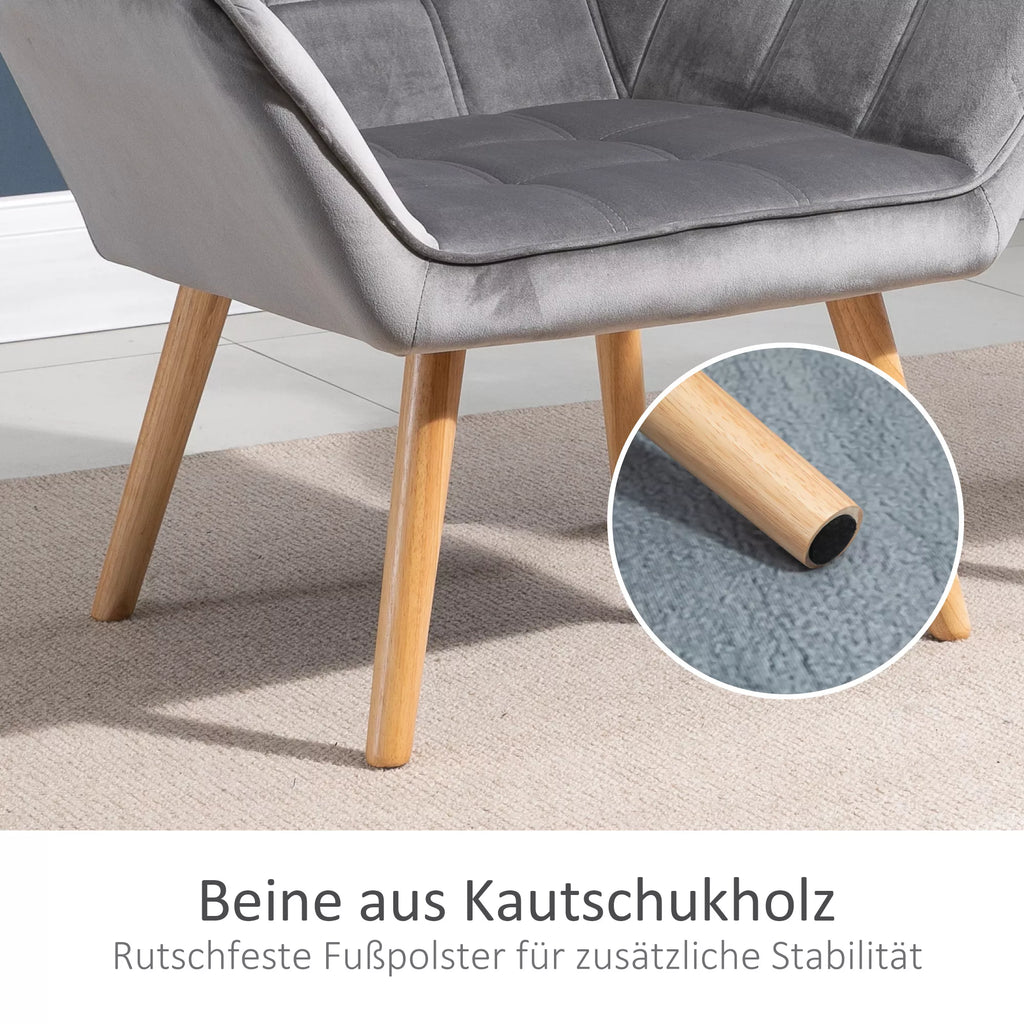Poilsio krėslas Skandidesign Skaitymo krėslas Akcentinis krėslas, dygsniuotas, 67 cm x 61,5 cm x 71 cm. Pilkos spalvos