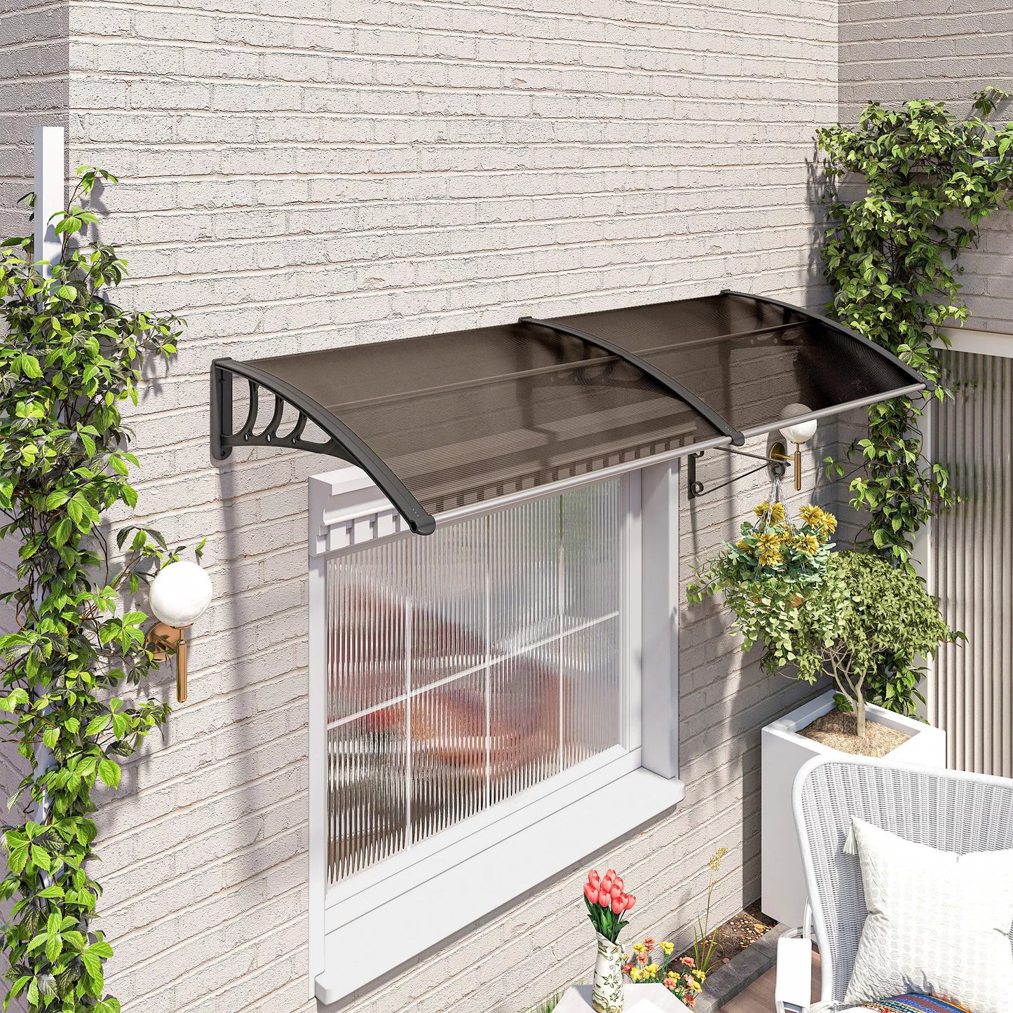 Outsunny Apsauginis stogelis. 75 x 195 x 23 cm, atsparus UV spinduliams, atsparus vandeniui, ruda