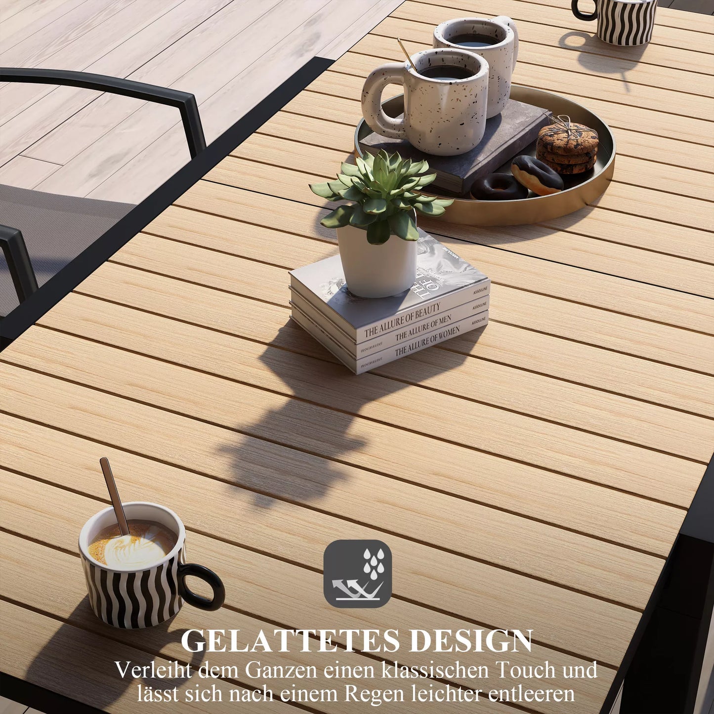 Sodo stalas Lauko stalas, atsparus atmosferos poveikiui, 162 x 80 x 75 cm, geltonas