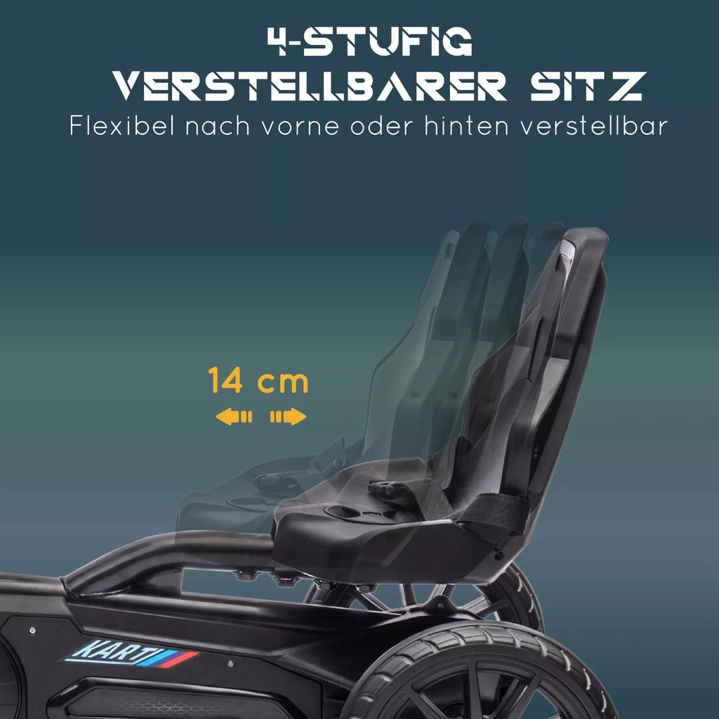 Vaikiškas kartingas su reguliuojama sėdyne, nuo 3-8 metų, juodas
