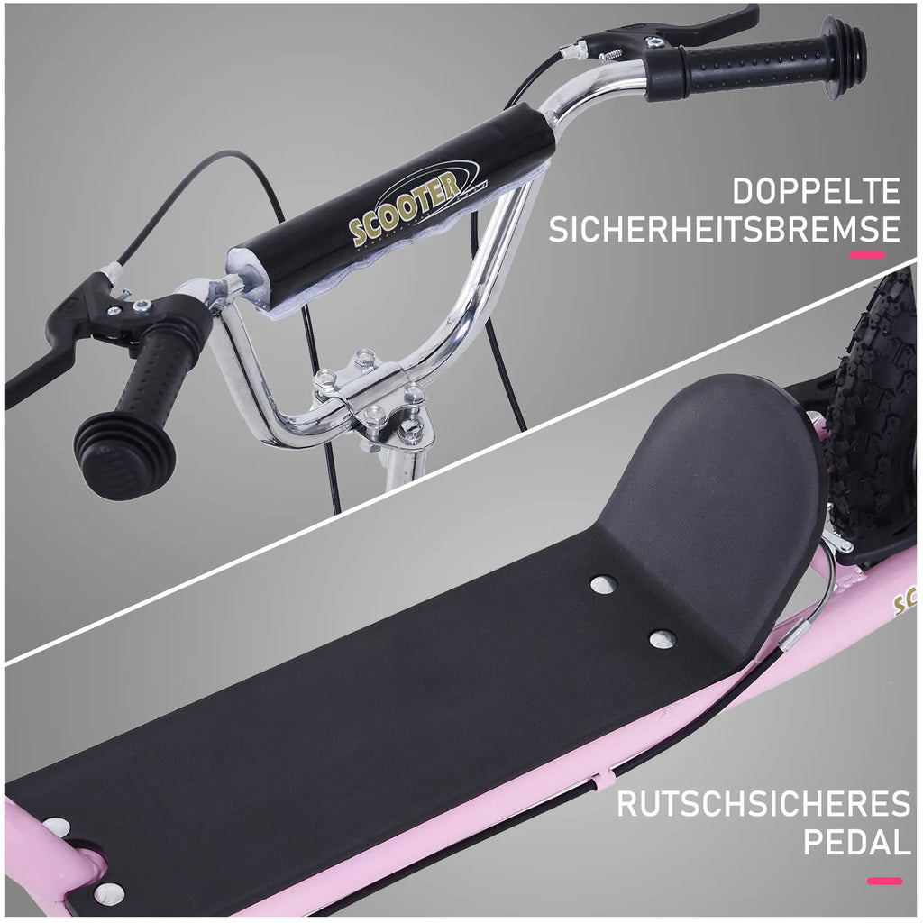 Vaikų paspirtukas su pneumatinėmis padangomis Kickscooter Scooter Tretroller Cityroller vaikams Kickboard 16 colių nuo 5 metų Aukščio reguliavimas Rožinis 143 x 58 x 92-100 cm