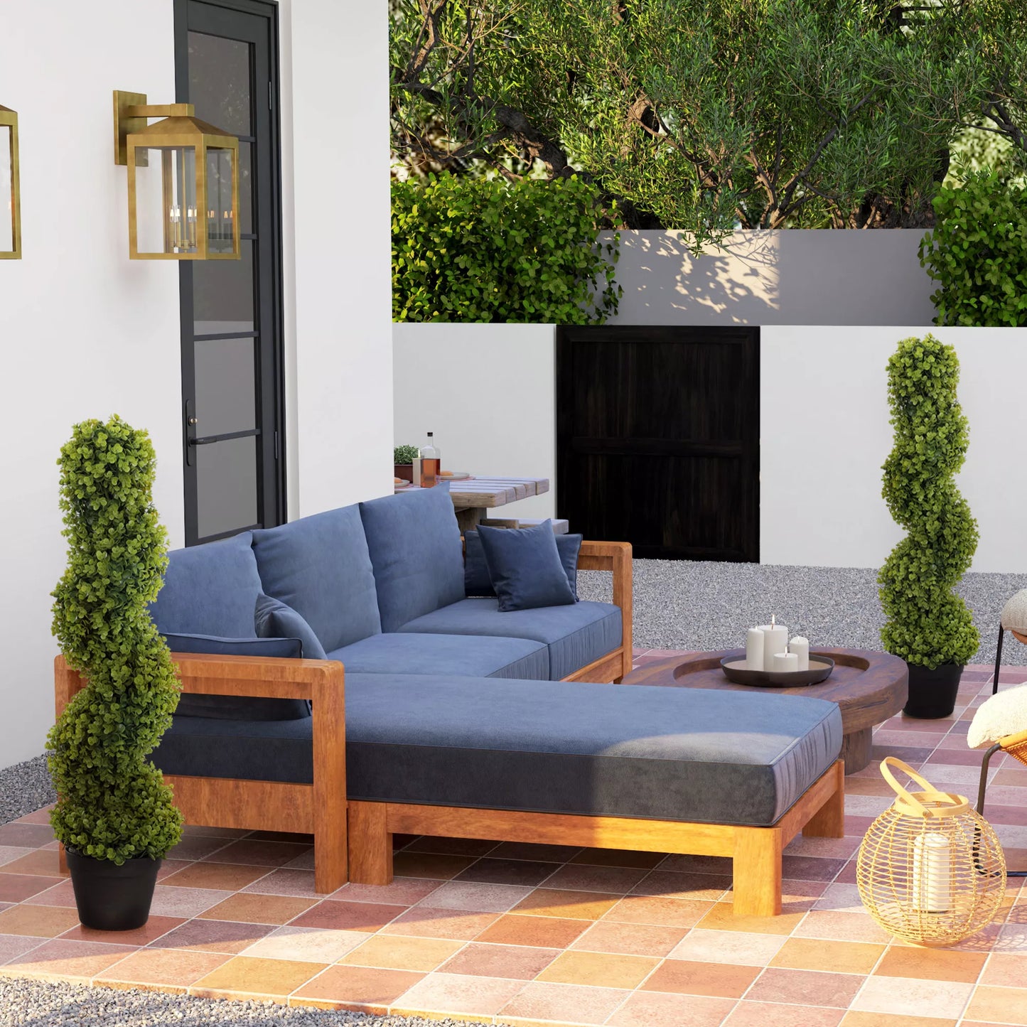 2 vnt. dekoratyvinių augalų rinkinys, dirbtiniai augalai vazonuose, dirbtiniai augalai namams, vidaus ir lauko, 90 cm, žali