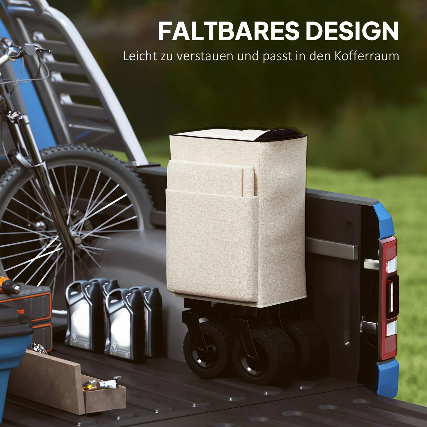 Sodo vežimėlis 100 kg, sulankstomas, su nuimama apsauga, 90 x 48 x 92 cm, smėlio spalvos