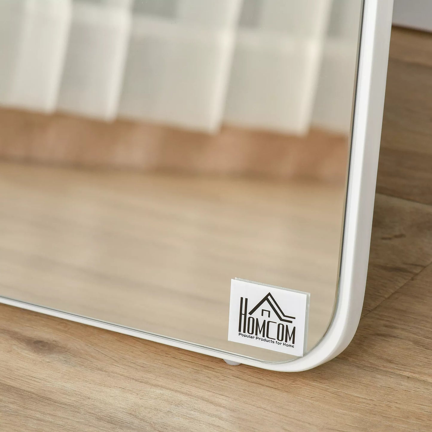 Stovas veidrodis Visas kūno veidrodis su atlenkiamu rėmu Makiažo veidrodis, stovintis laisvai arba montuojamas prie sienos, tvirtas, skirtas svetainei arba garderobui Pušies mediena MDF Balta 37 x 43 x 156 cm