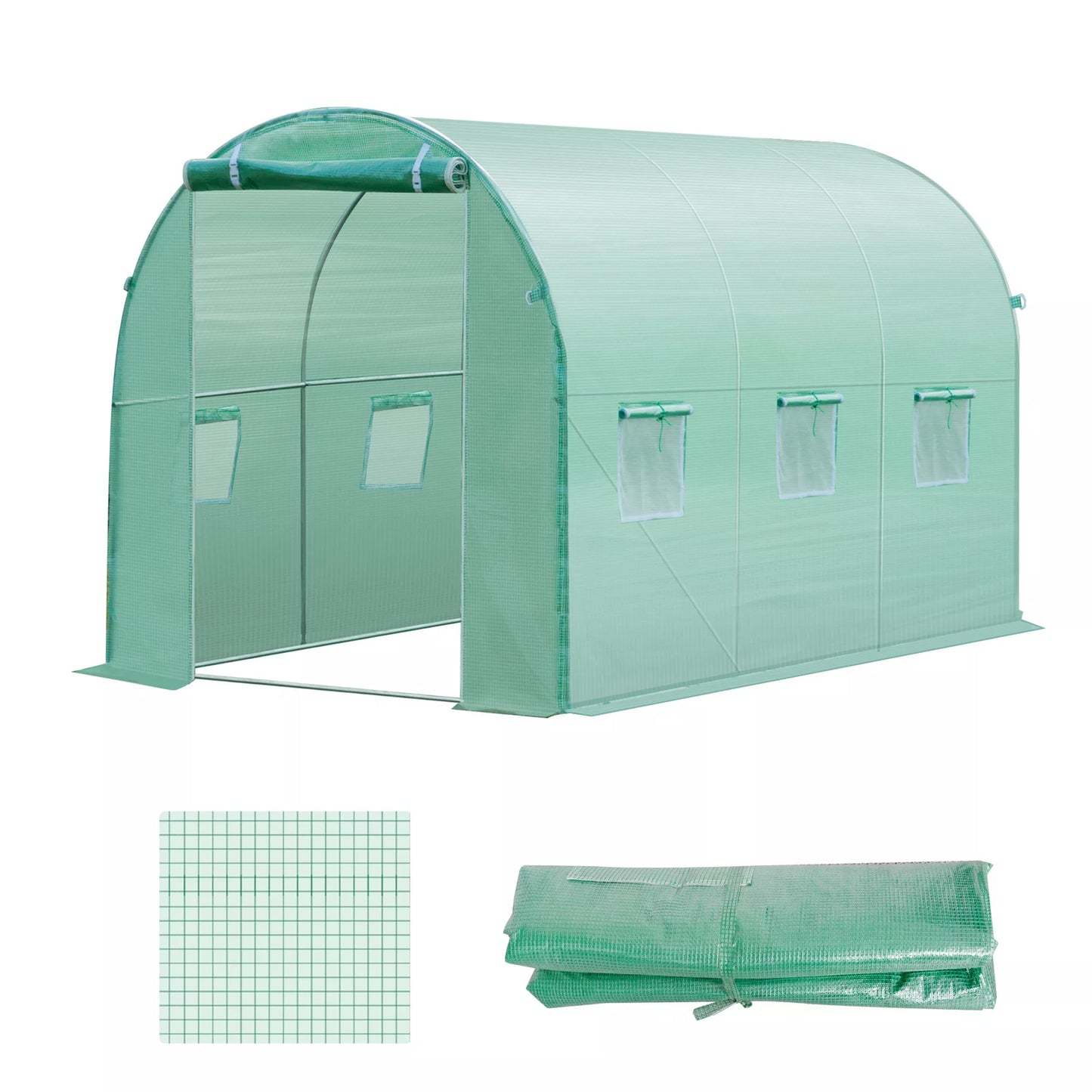 Šiltnamio plėvelė, 3 x 2 x 2 m, vandeniui atspari sodo danga su UV apsauga, plastikinė plėvelė, danga šiltnamiui, plėvelinis tunelis, lauko tunelio plėvelė, žalia