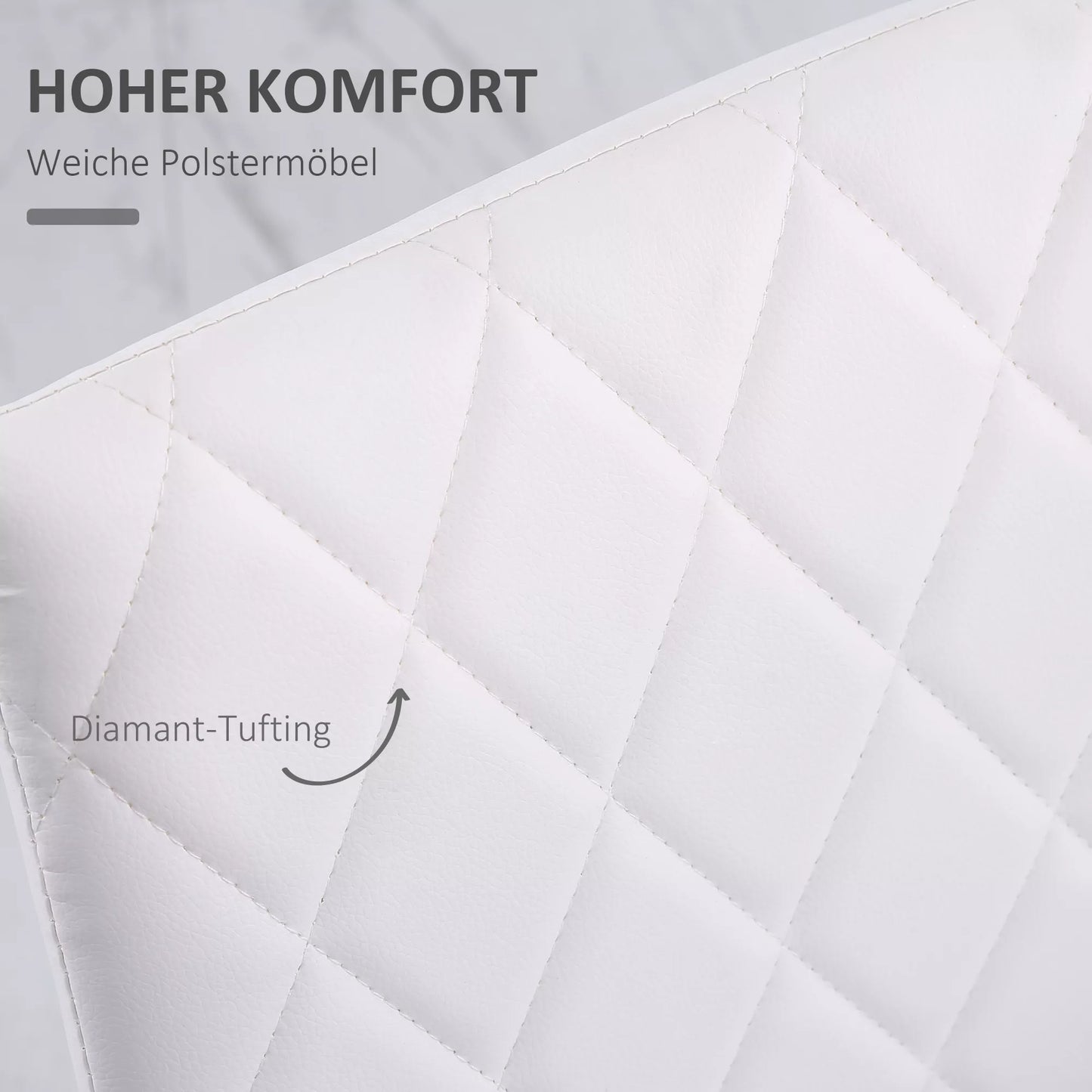 Valgomojo kėdės 4 vnt. komplekte, virtuvės kėdė su atlošu, dirbtinė oda, svetainės kėdė su grindų apsaugomis, kėdės, minkšta kėdė su metalinėmis kojomis prie valgomojo stalo, balta