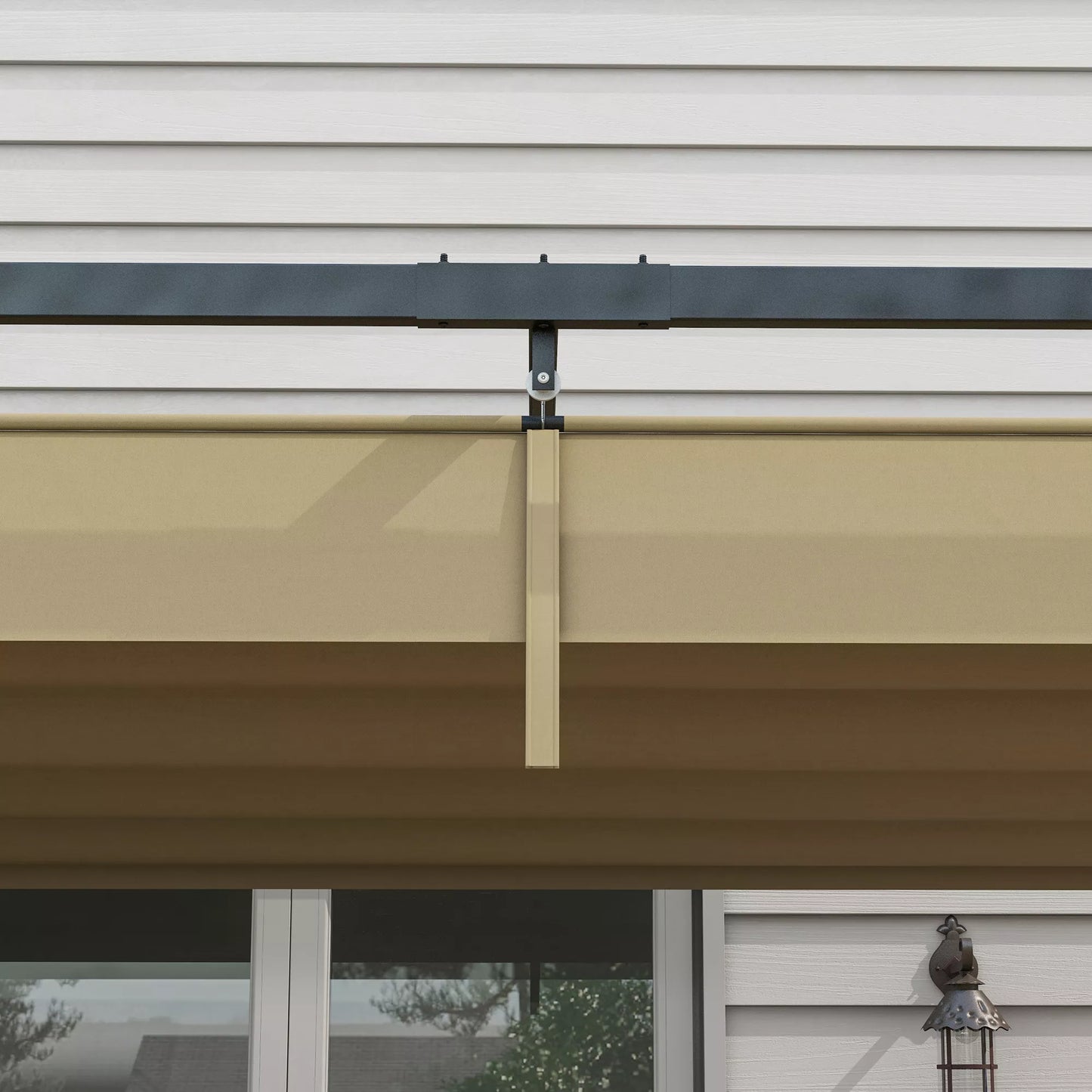 Pergola, tvirta saulės apsauga sodui, balkonui, terasai, pagaminta iš metalo ir plastiko, atspari UV spinduliams ir vandeniui, chaki spalvos