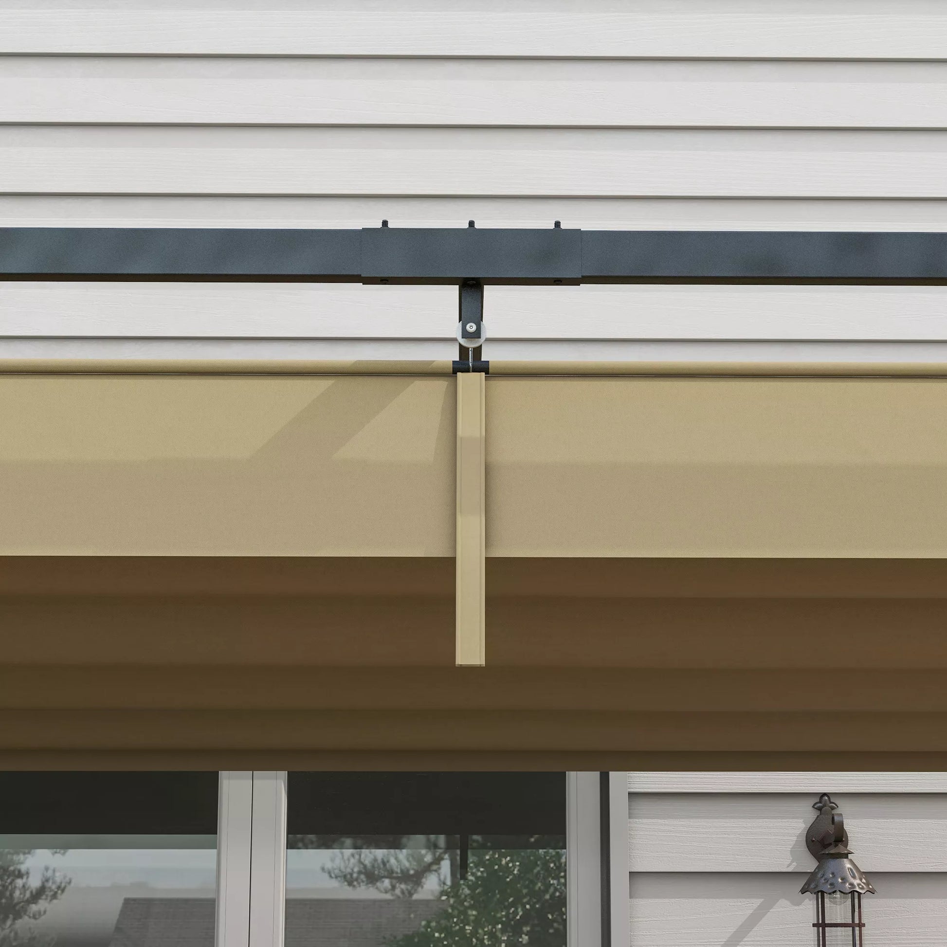 Pergola, tvirta saulės apsauga sodui, balkonui, terasai, pagaminta iš metalo ir plastiko, atspari UV spinduliams ir vandeniui, chaki spalvos