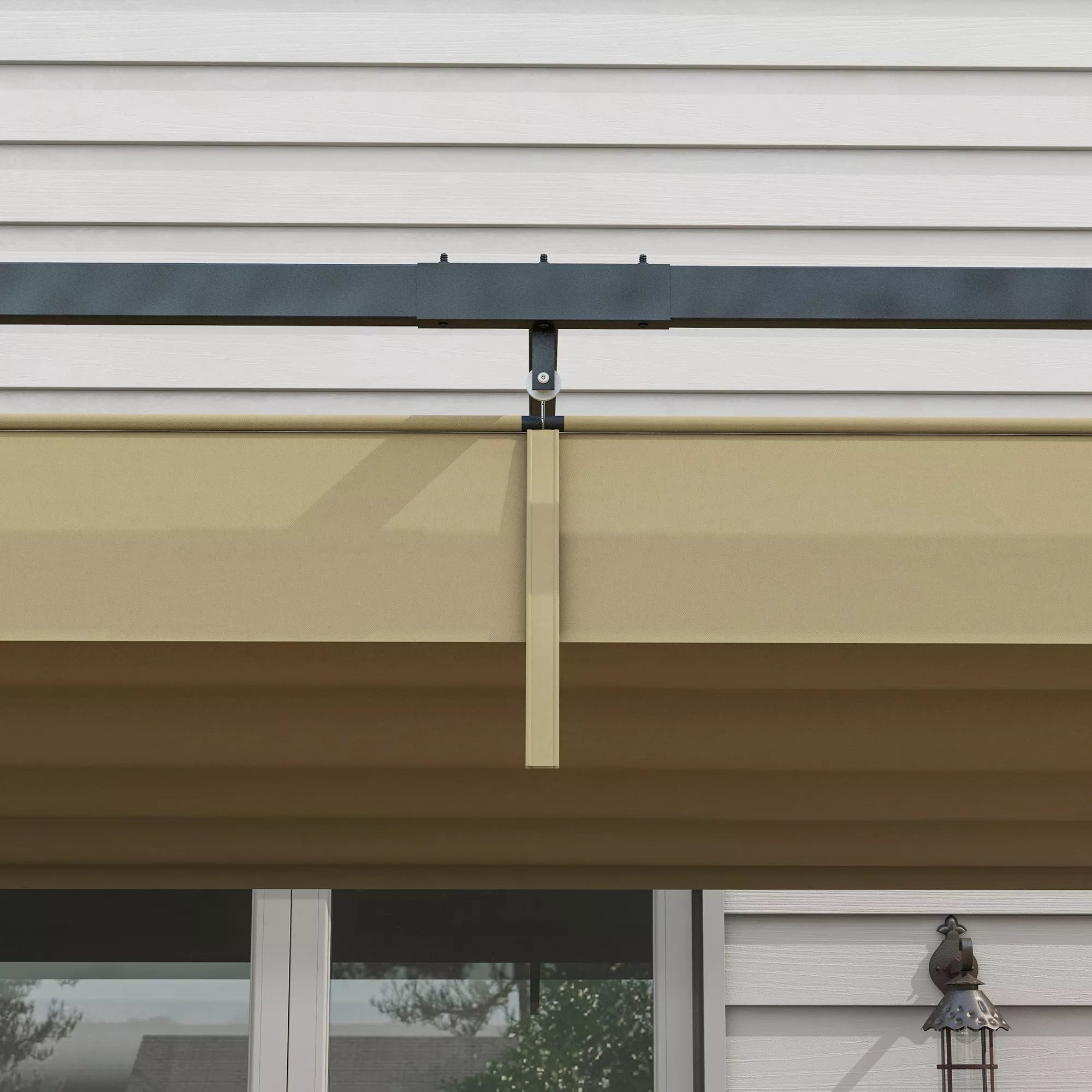 Pergola, tvirta saulės apsauga sodui, balkonui, terasai, pagaminta iš metalo ir plastiko, atspari UV spinduliams ir vandeniui, chaki spalvos